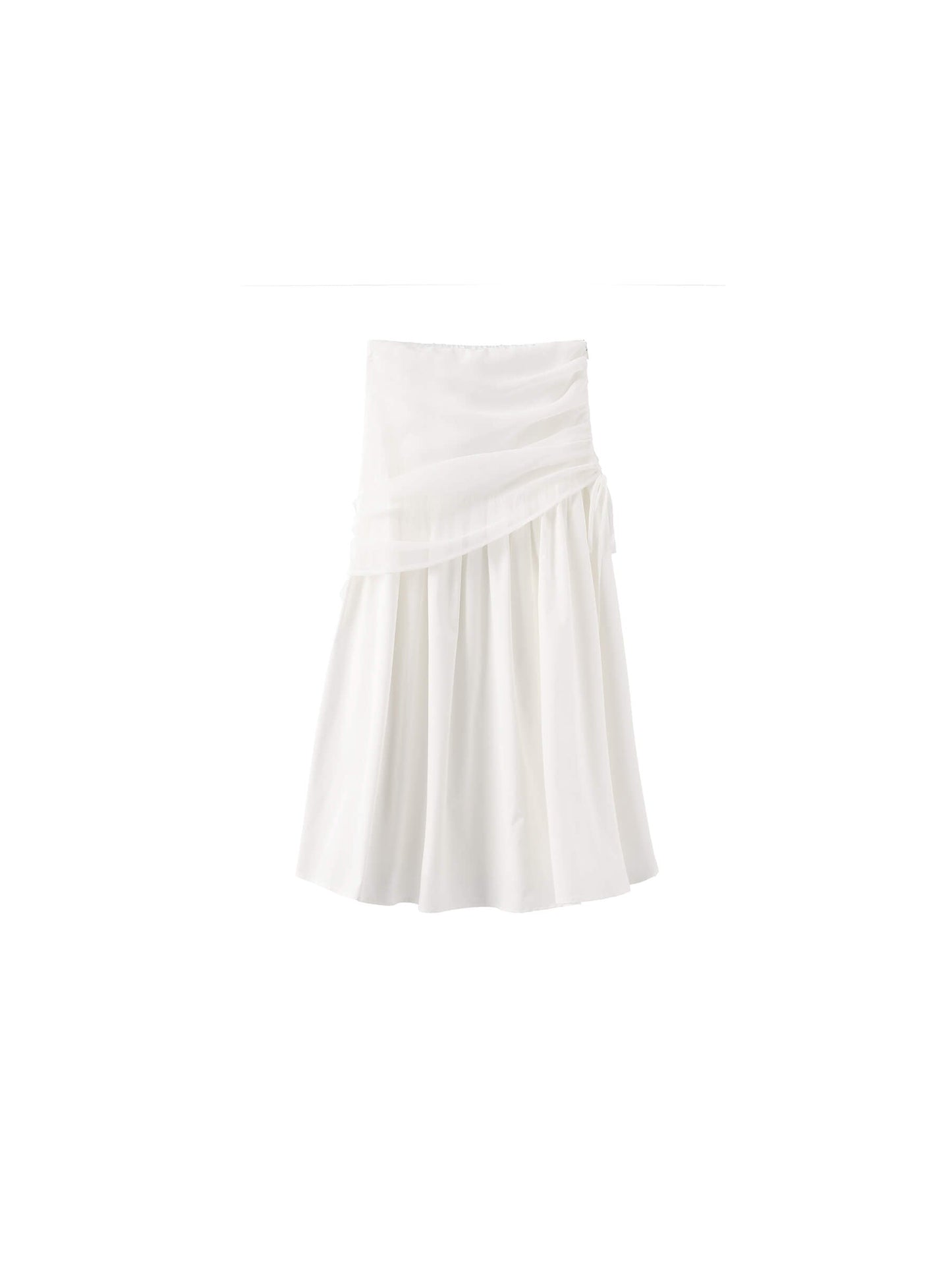 White Adjustable Semi-Bodycon A-Line Midi Skirt