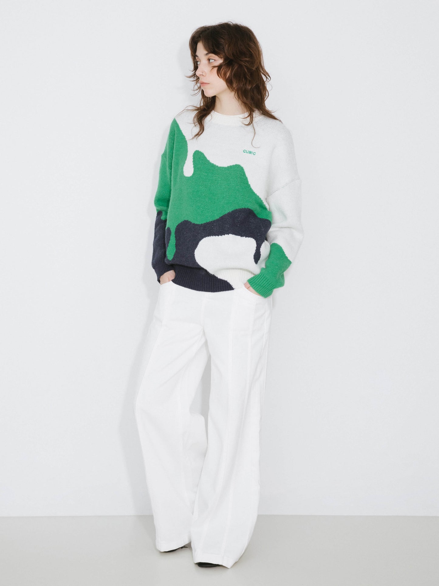 Melting Colour Block Oversized Knit Sweater