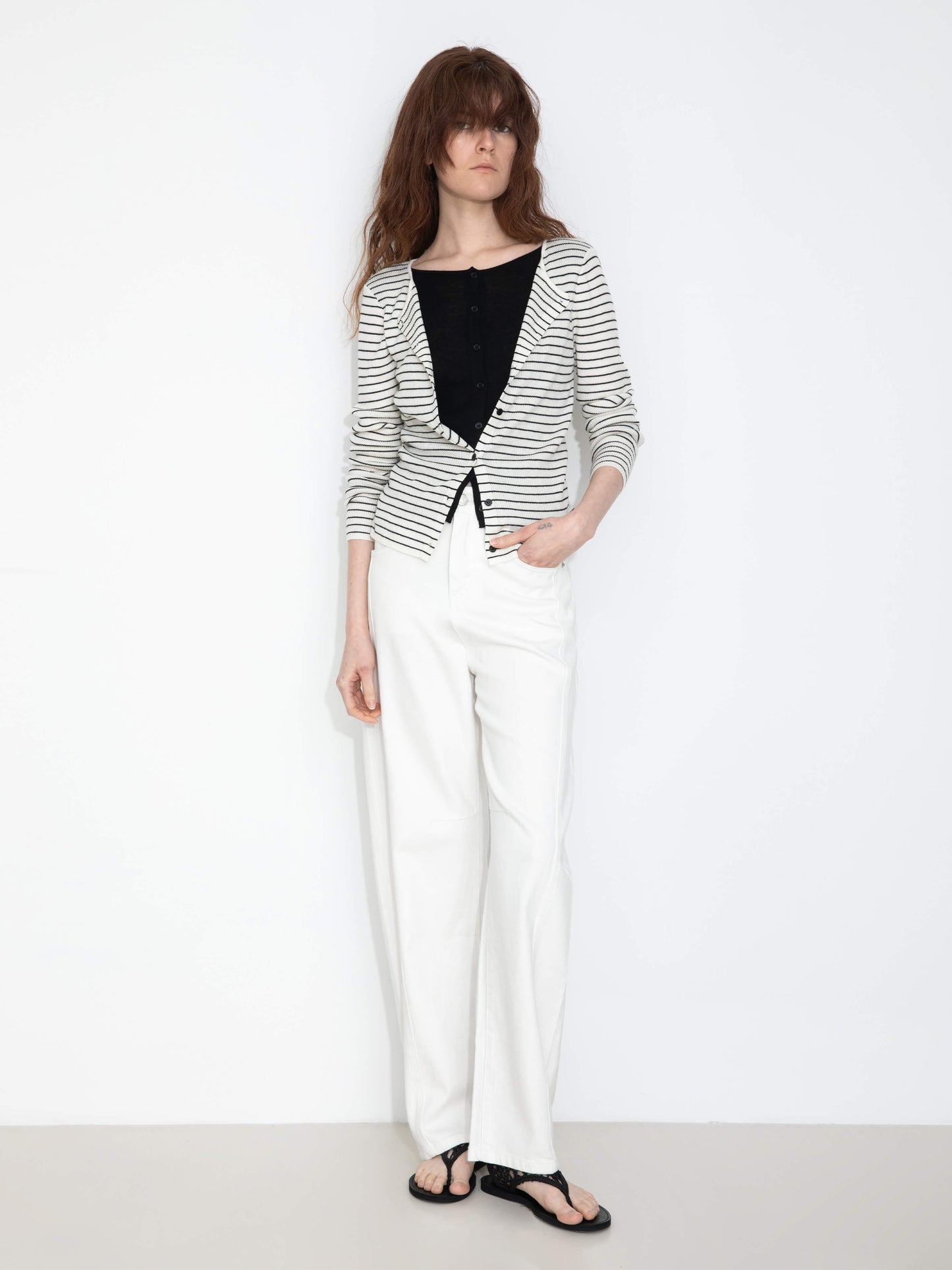 Slim-Fit Long Sleeve Layered Knit Cardigan