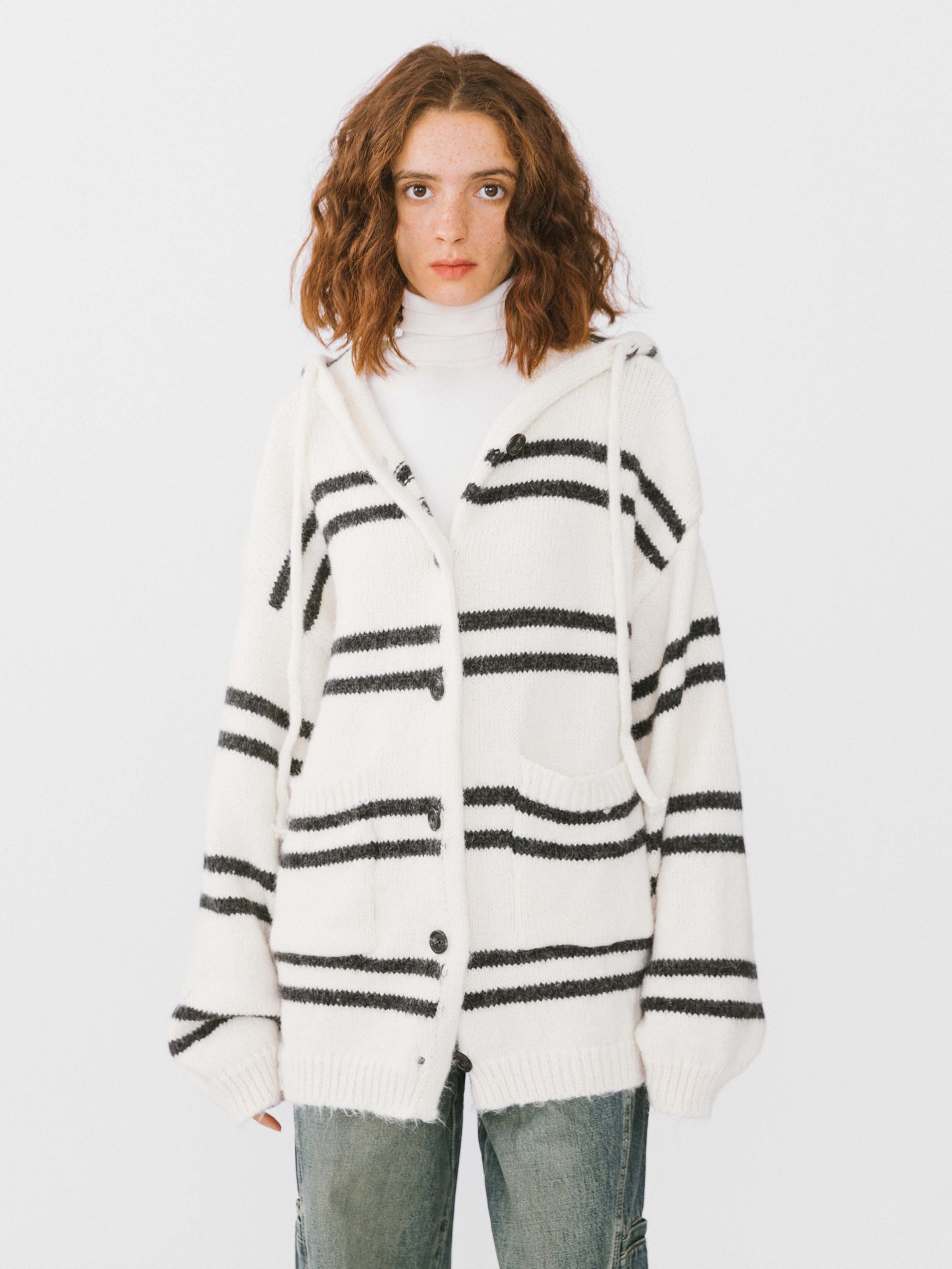 Striped Hooded Cardigan