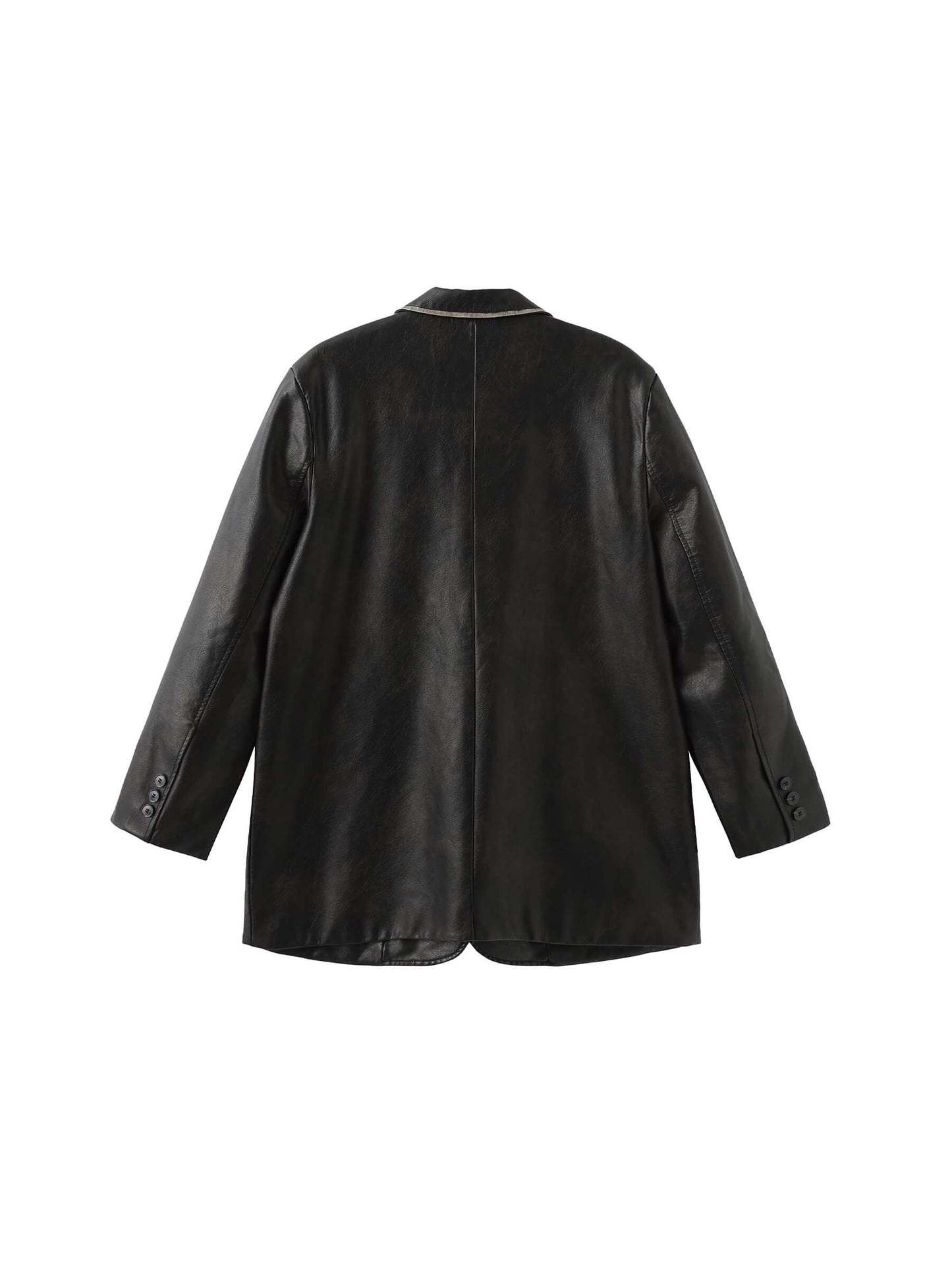 Black Faux Leather Tailored Suit