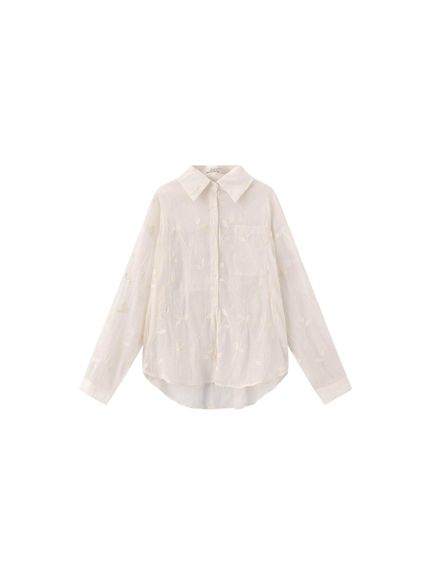 Lightweight Ice Silk Embroidered Sheer Shirt