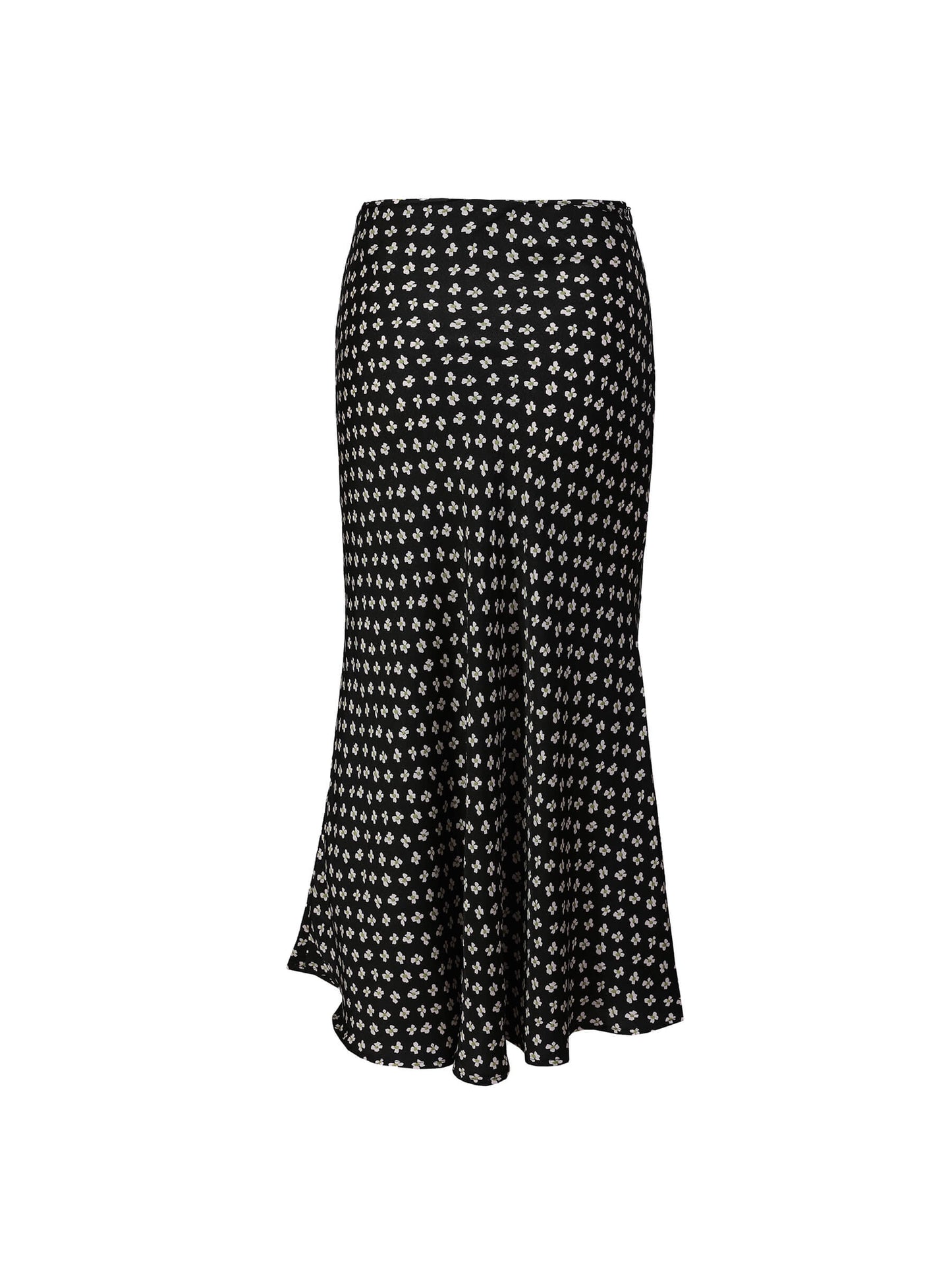 Black Printed Flowy Midi Skirt