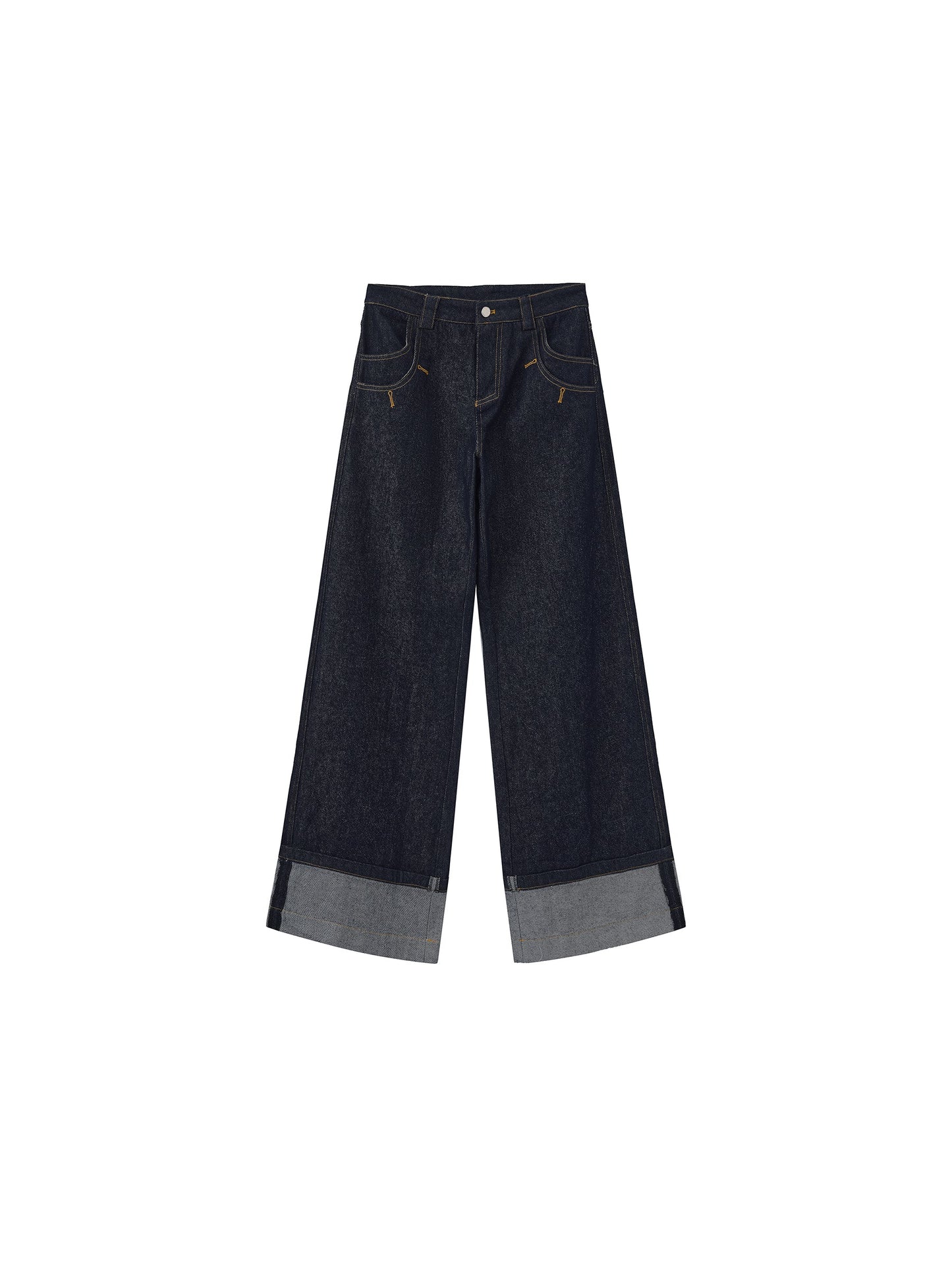 Wide-Leg Slight Flare Cuffed Jeans