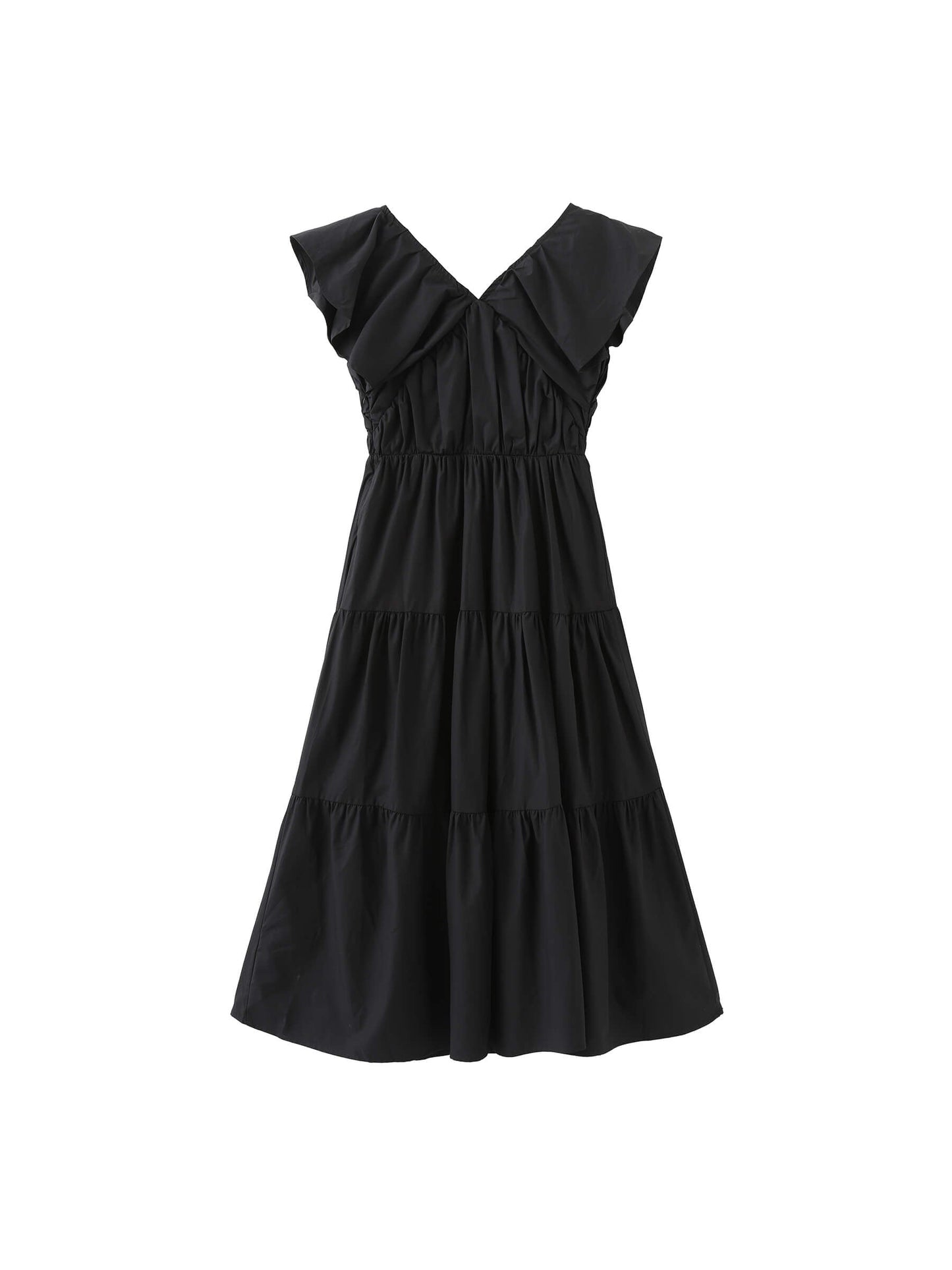 V-Neck Ruched Tiered Dress