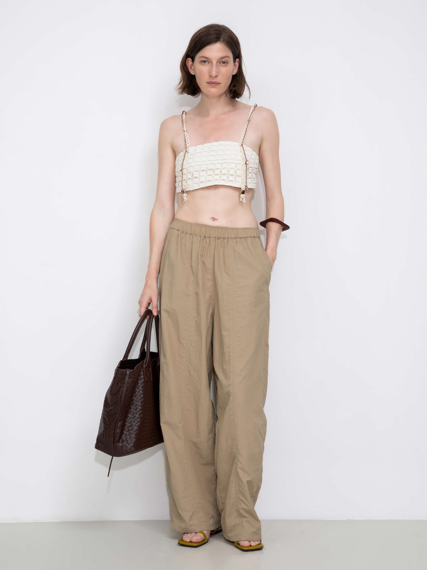 Loose-Fit Elastic Waist Tapered Trousers