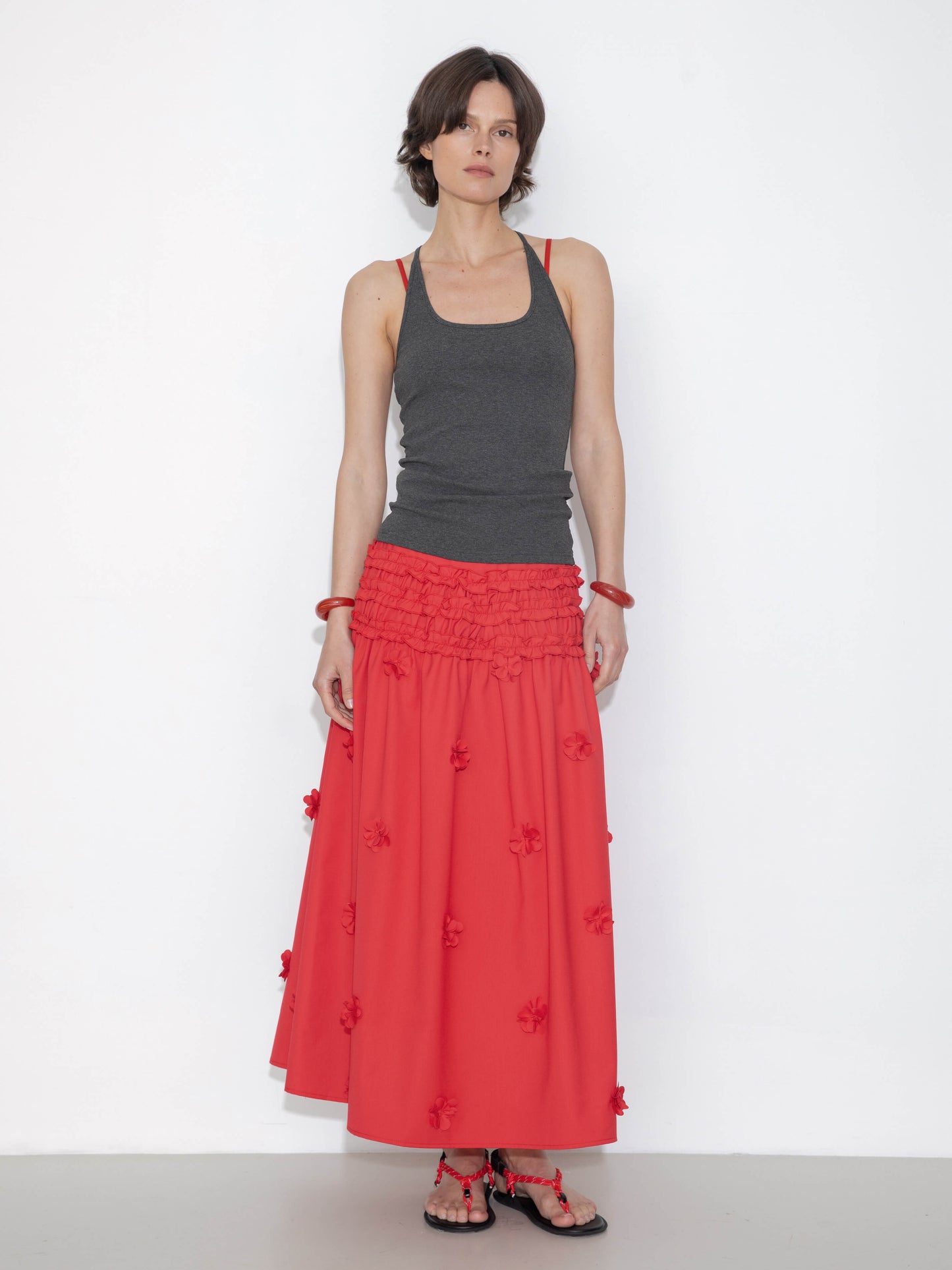 3D Floral Maxi Skirt