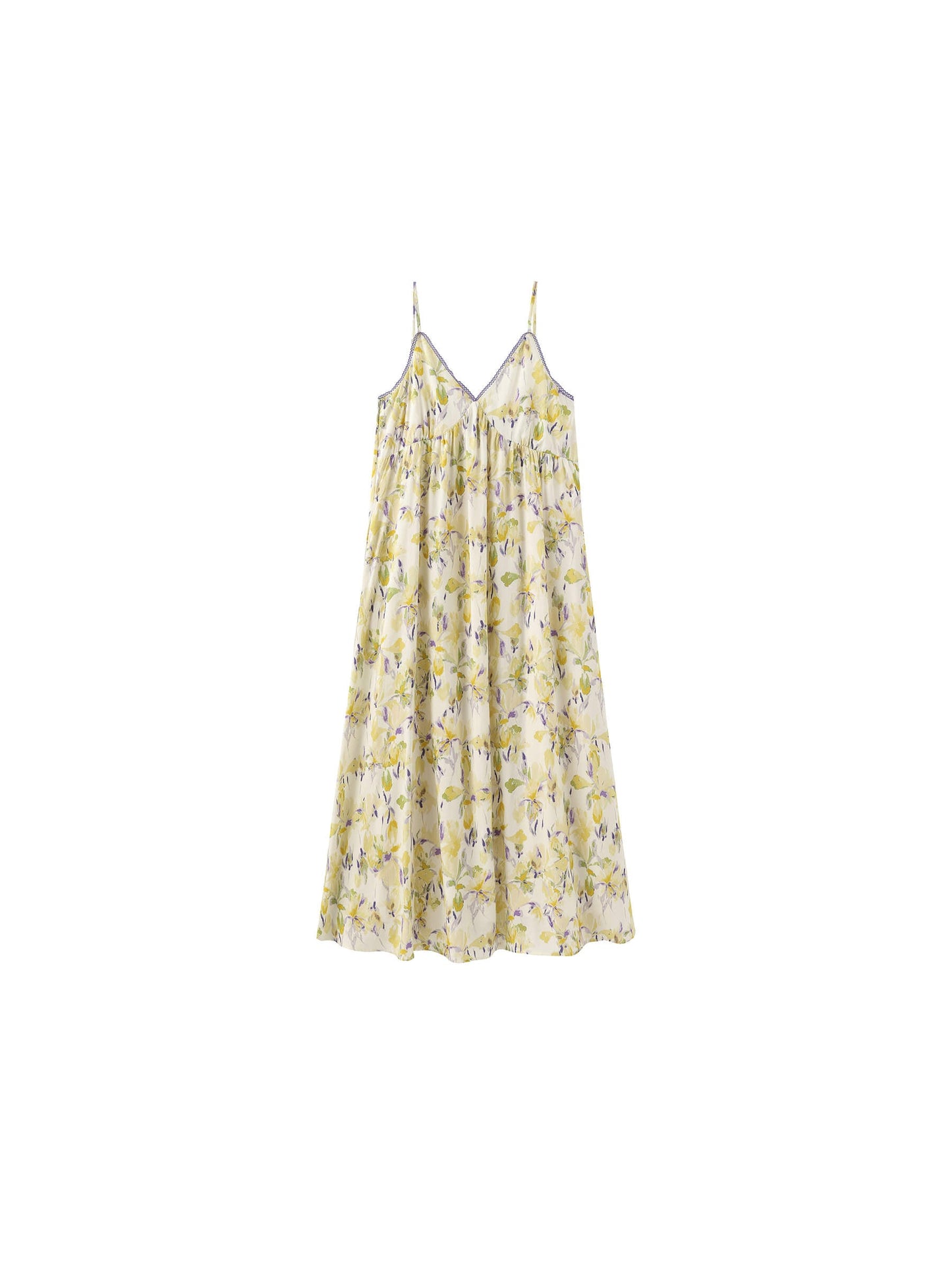 Yellow Floral Printed Sling Dress