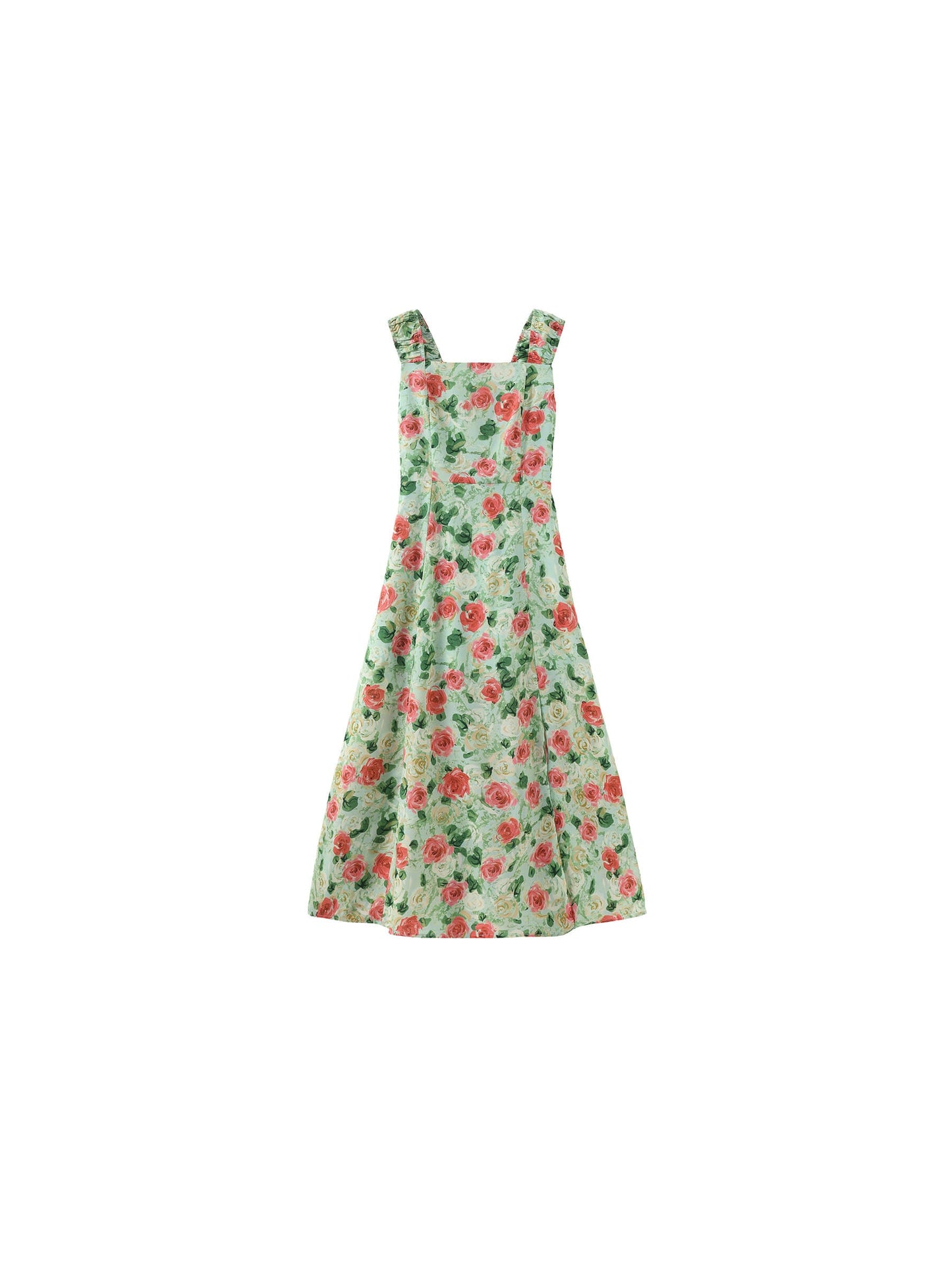 Rose Print Sleeveless Slit Dress