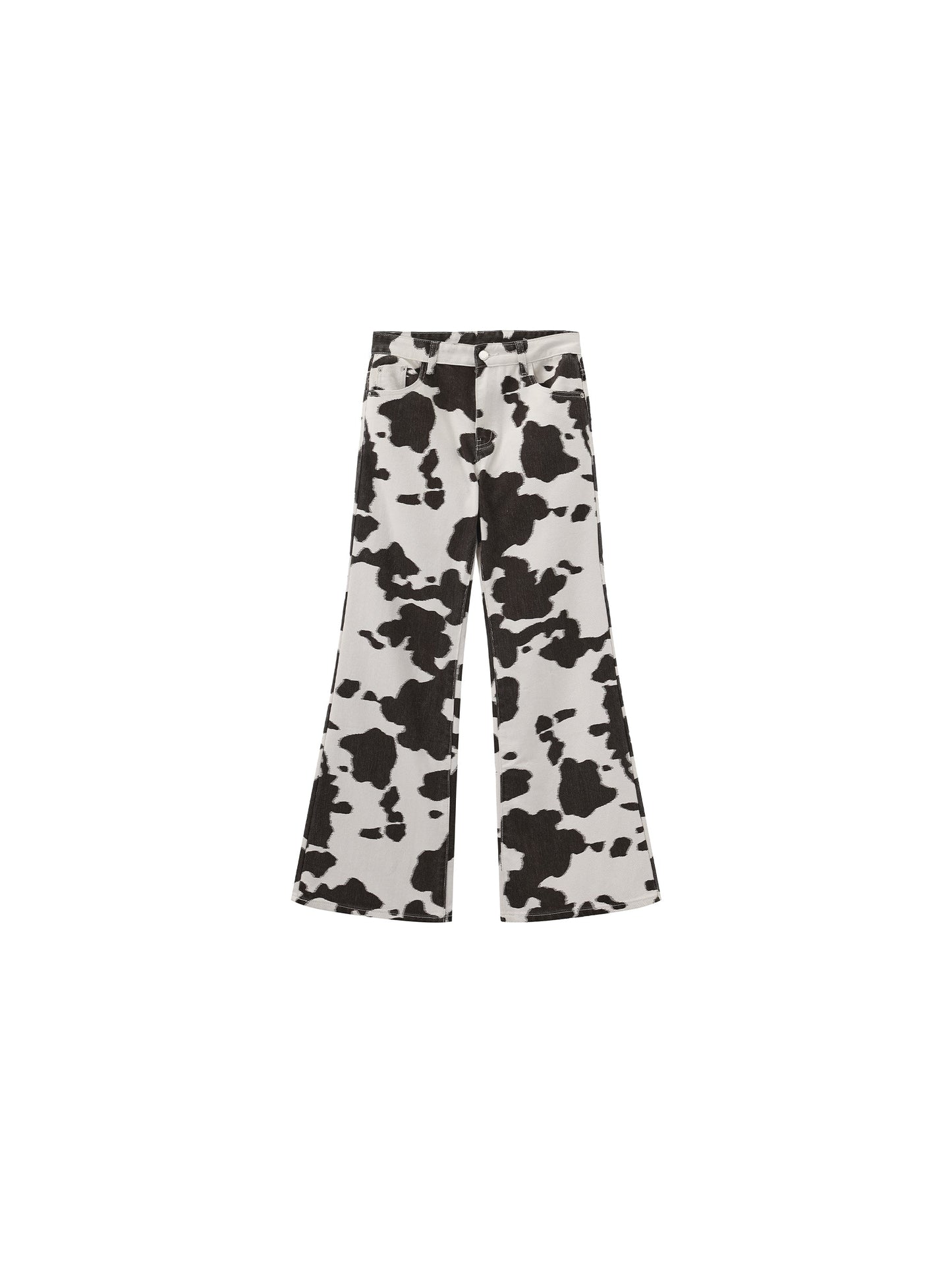Cow Print Wide-Leg Trousers
