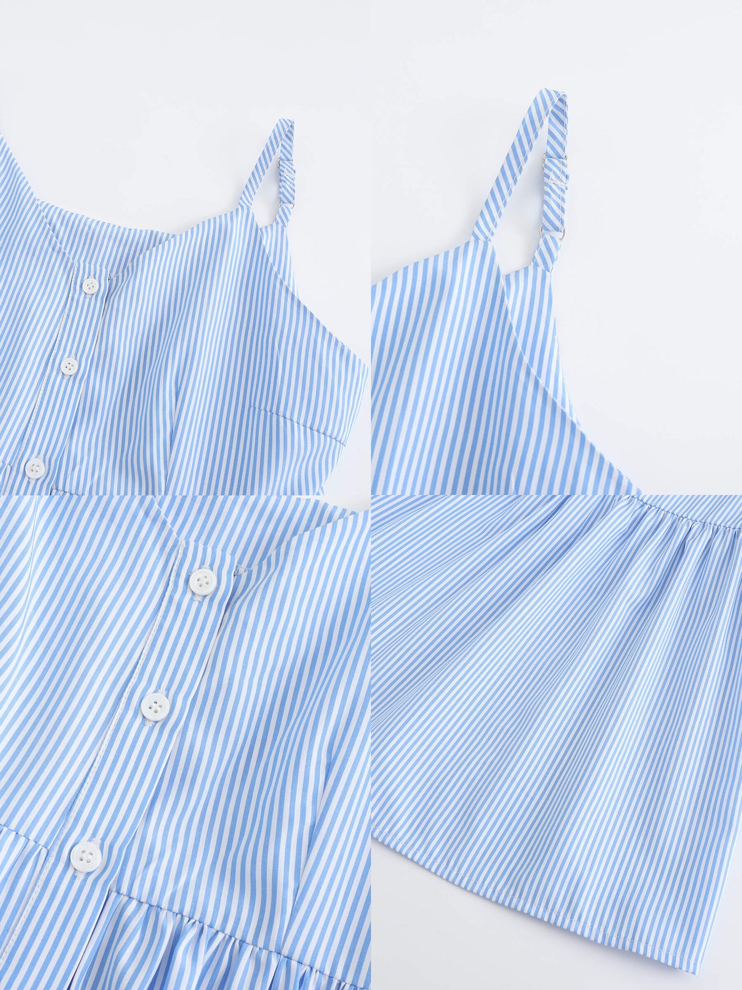 Pinstripe Spaghetti Strap Tiered Dress