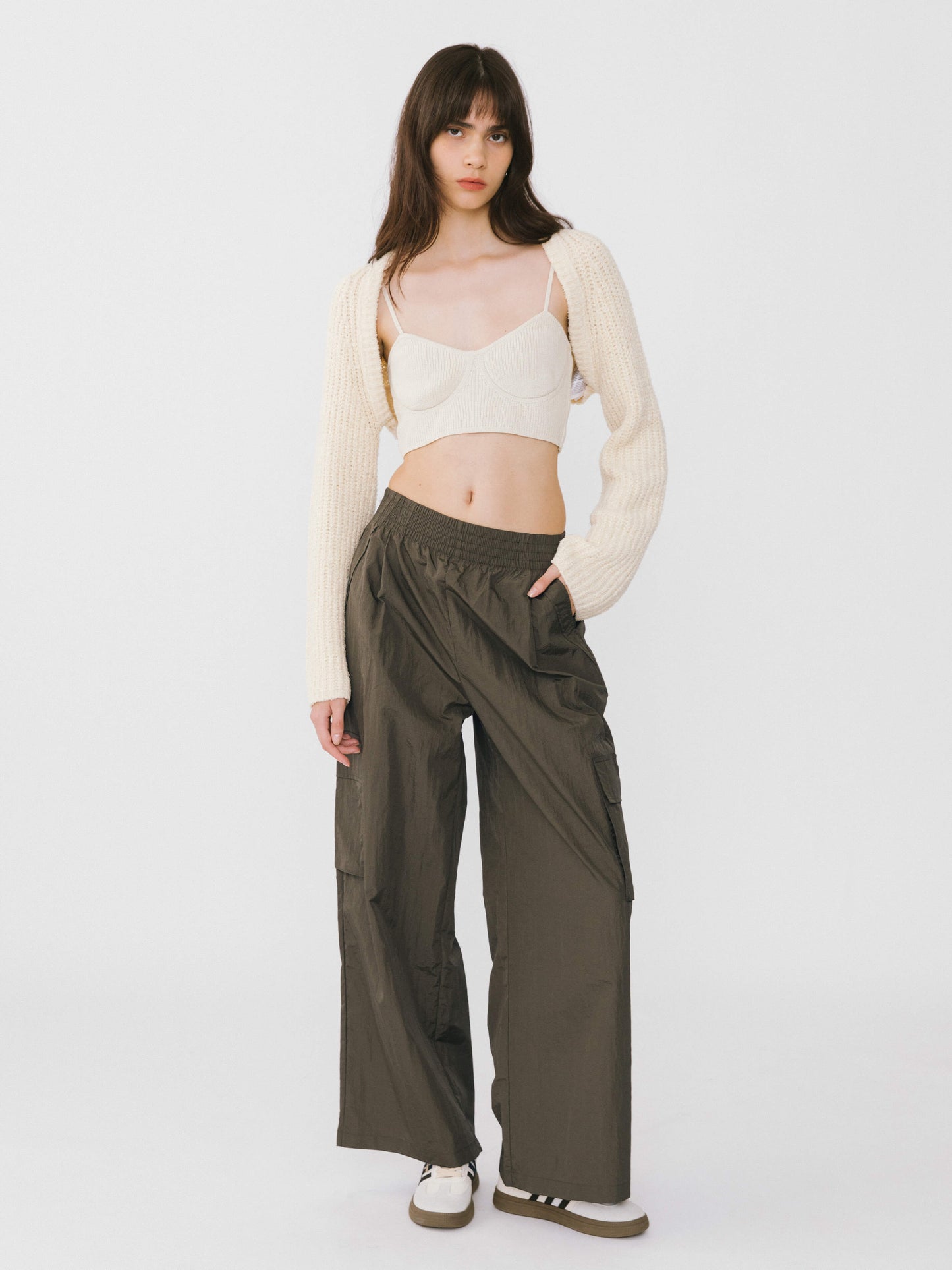 Elasticated Wide Leg Cargo Trousers