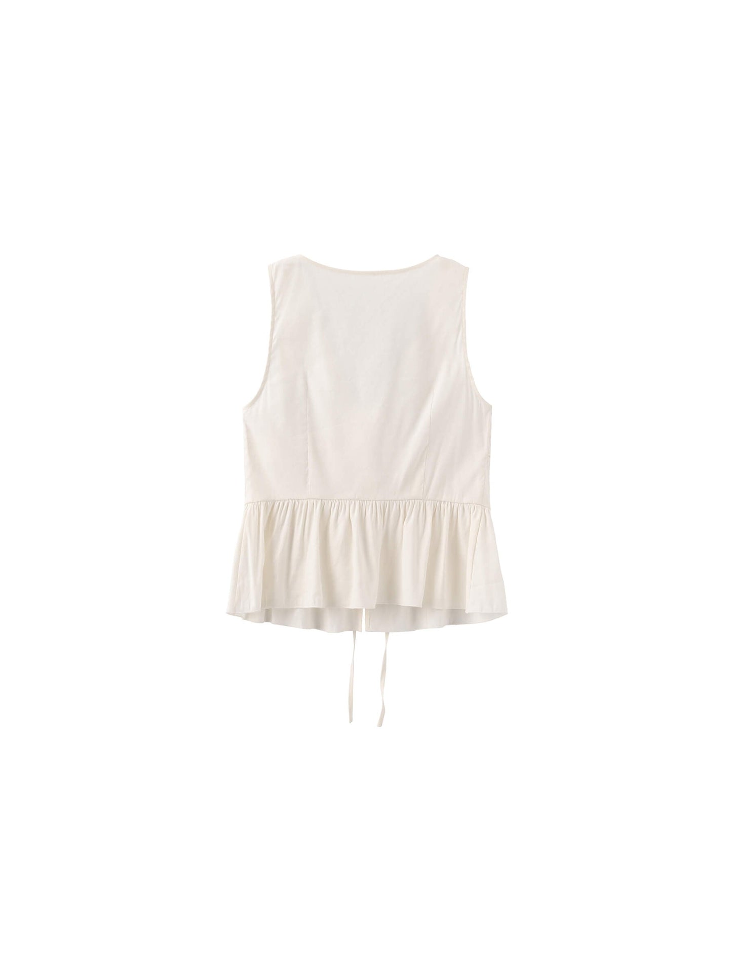 V-Neck Ruffle Trim Tie-Front Sleeveless Top