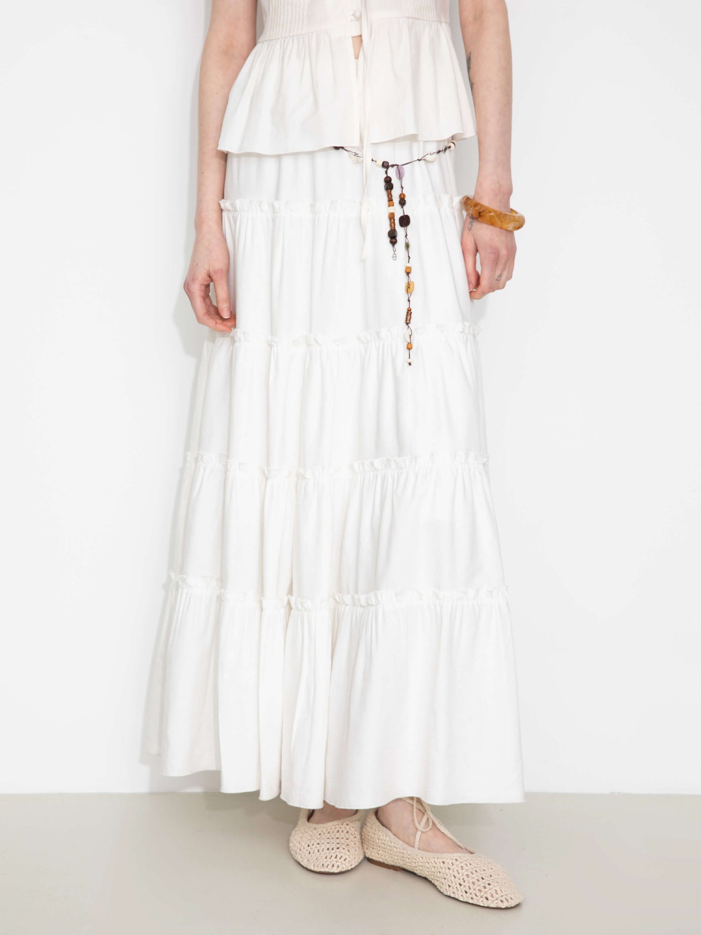 High-Waisted A-Line Maxi Flowy Skirt