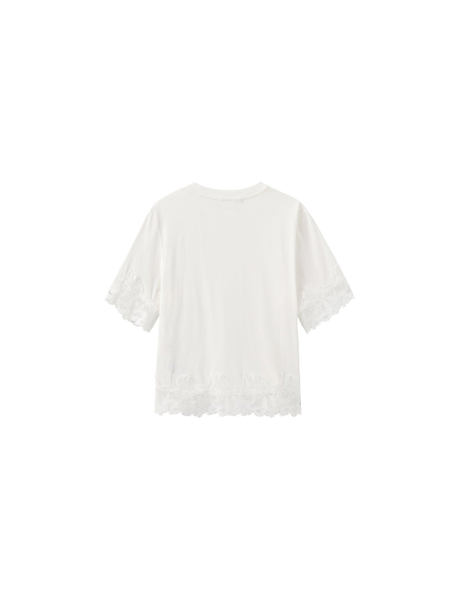 Loose Cotton T-Shirt with Lace Panels