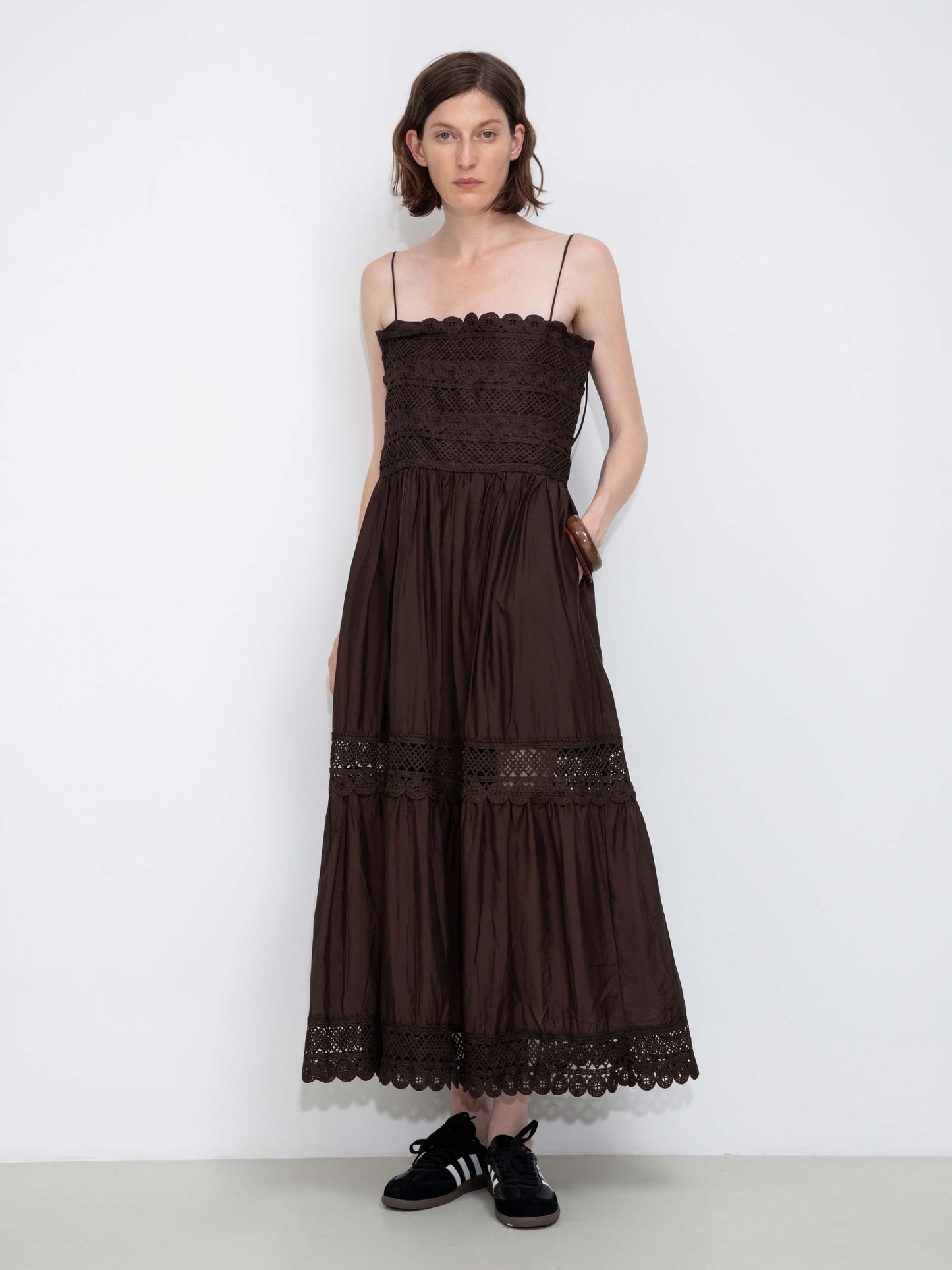 Crochet Lace Panelled Maxi Cami Dress