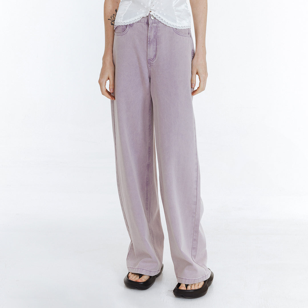 High Waist Loose Straight Washed Jeans
