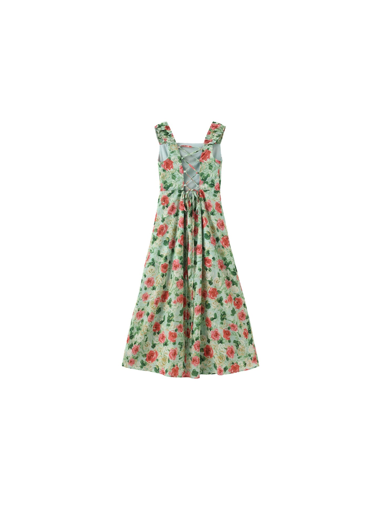 Rose Print Sleeveless Slit Dress