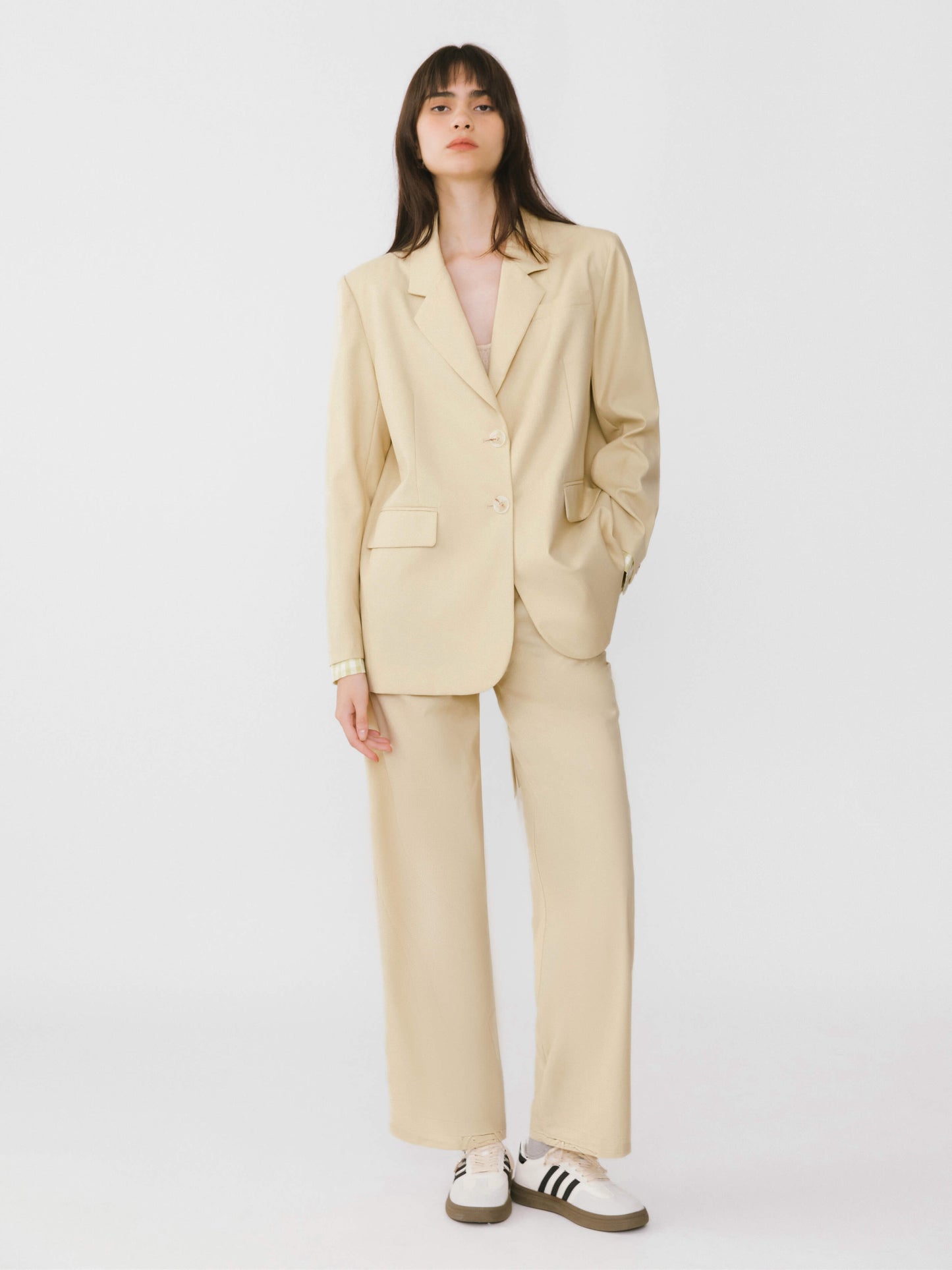 Checkered Peekaboo Tailored Trousers