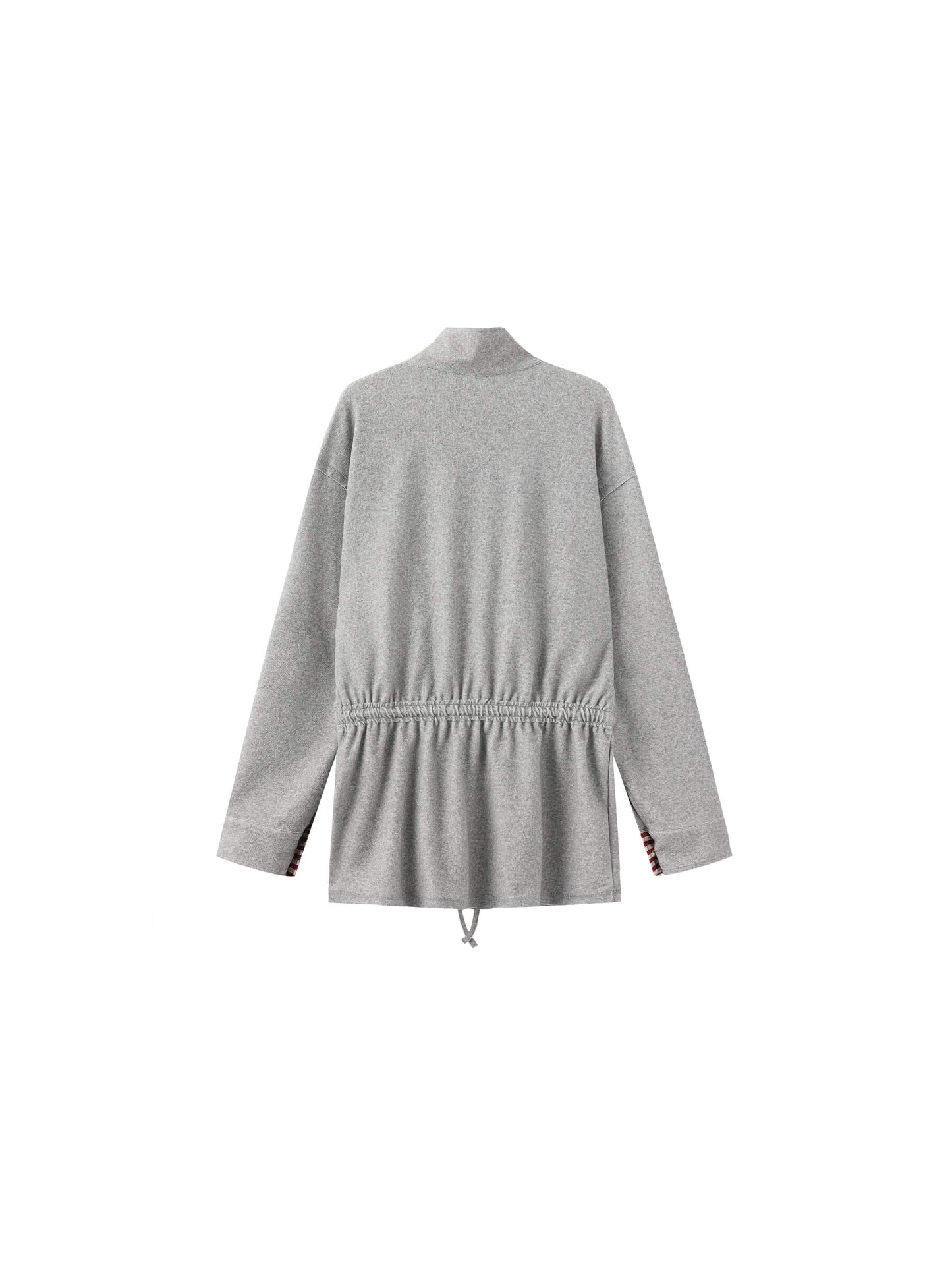 Long Sleeve Color-Block Drawstring Waist Polo Shirt