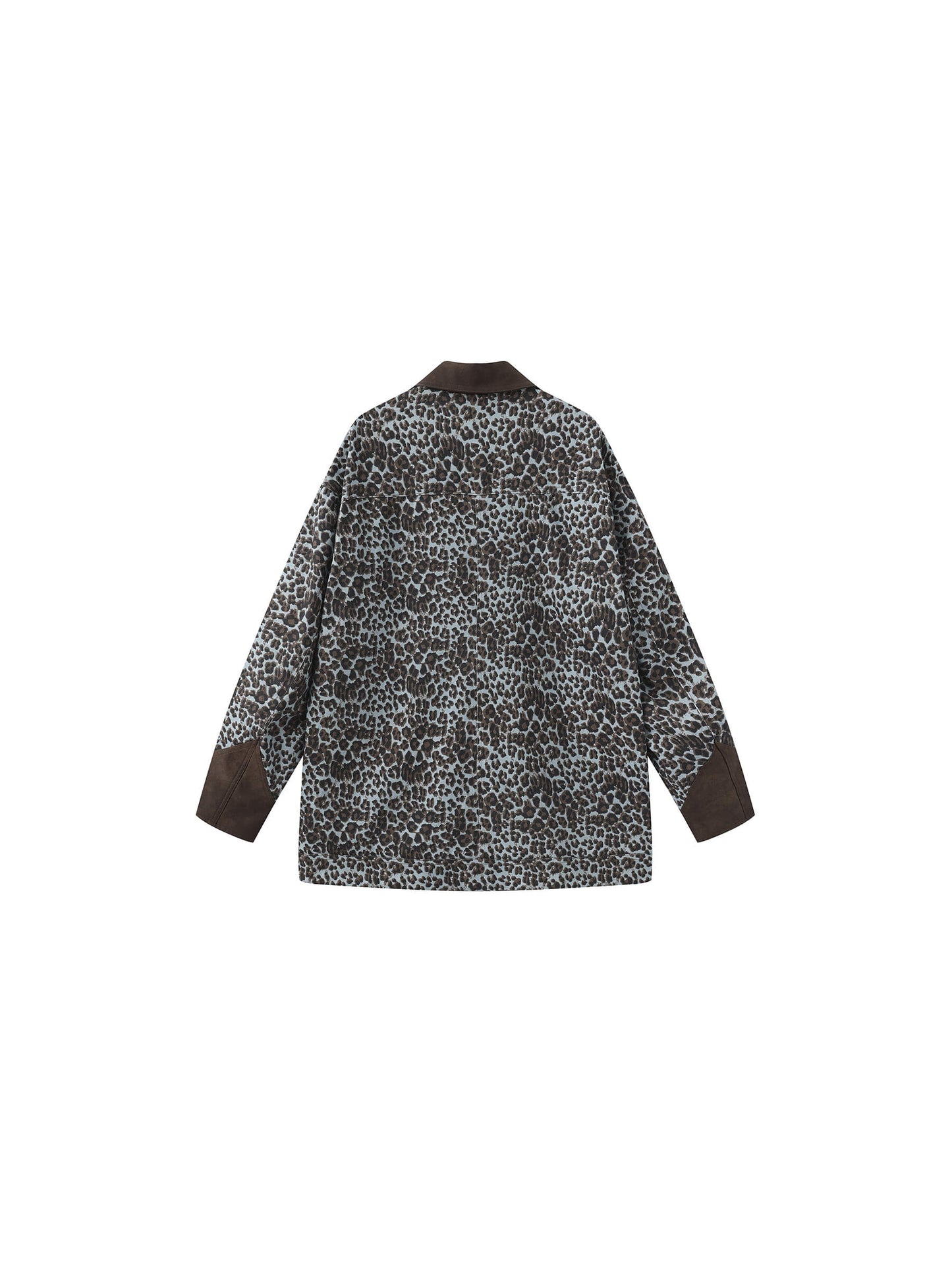 100% Cotton Leopard Print Color-Block Retro Casual Jacket