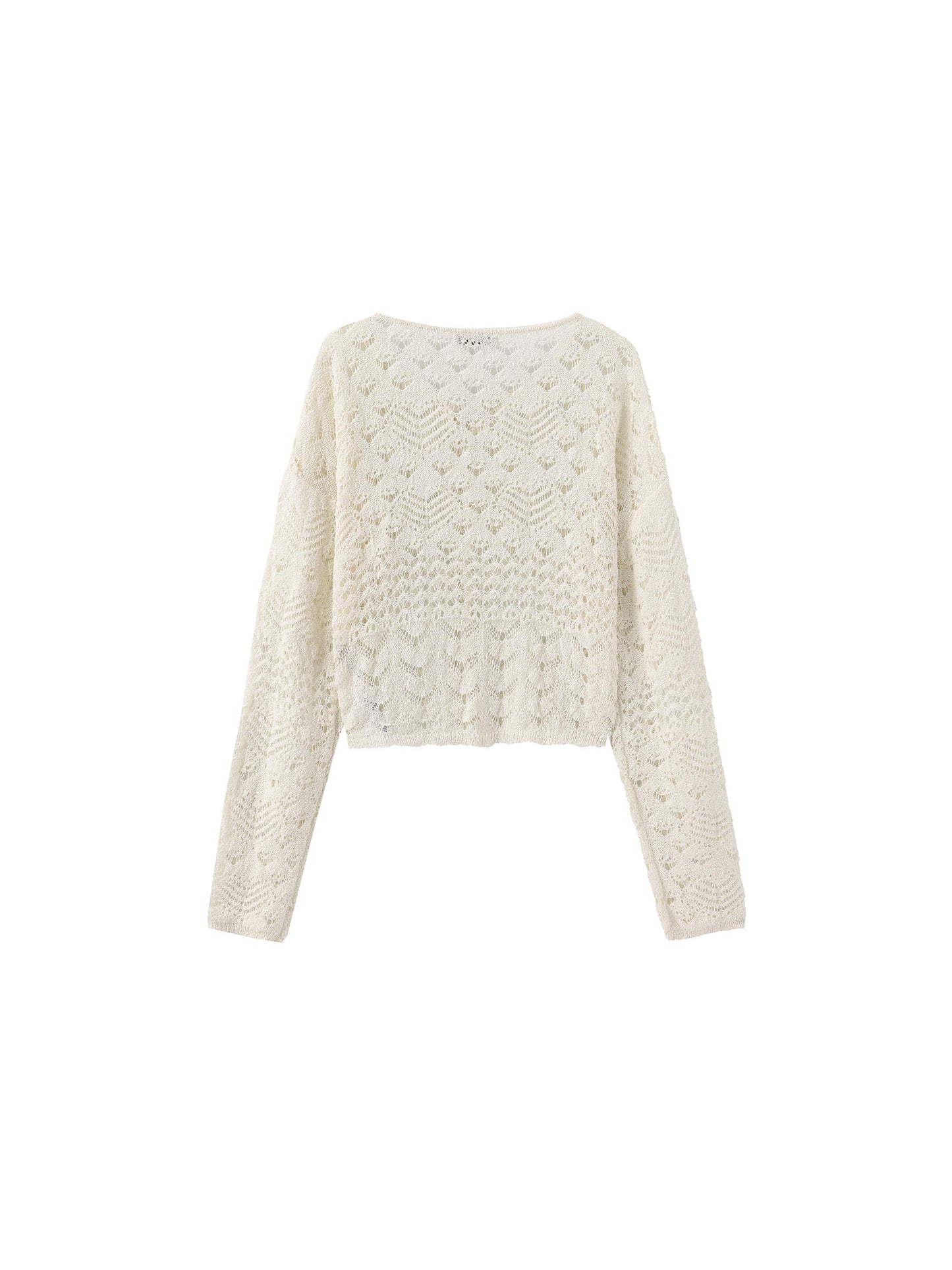 Tie Hollow-Out Knit Long Sleeve Cardigan