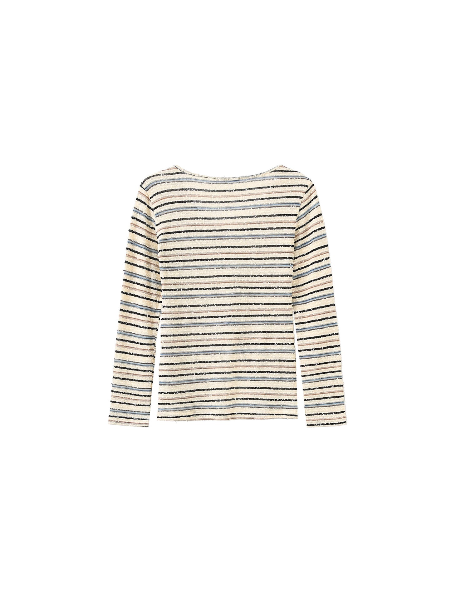 Front Slit Striped Long Sleeve Top