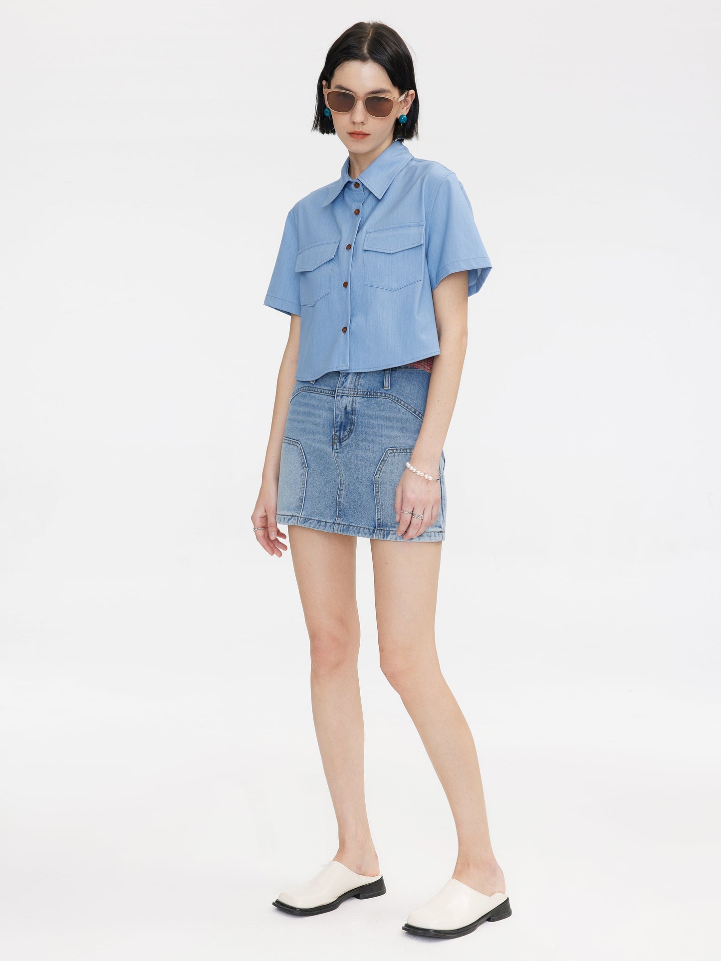 Light Blue Cropped Shirt