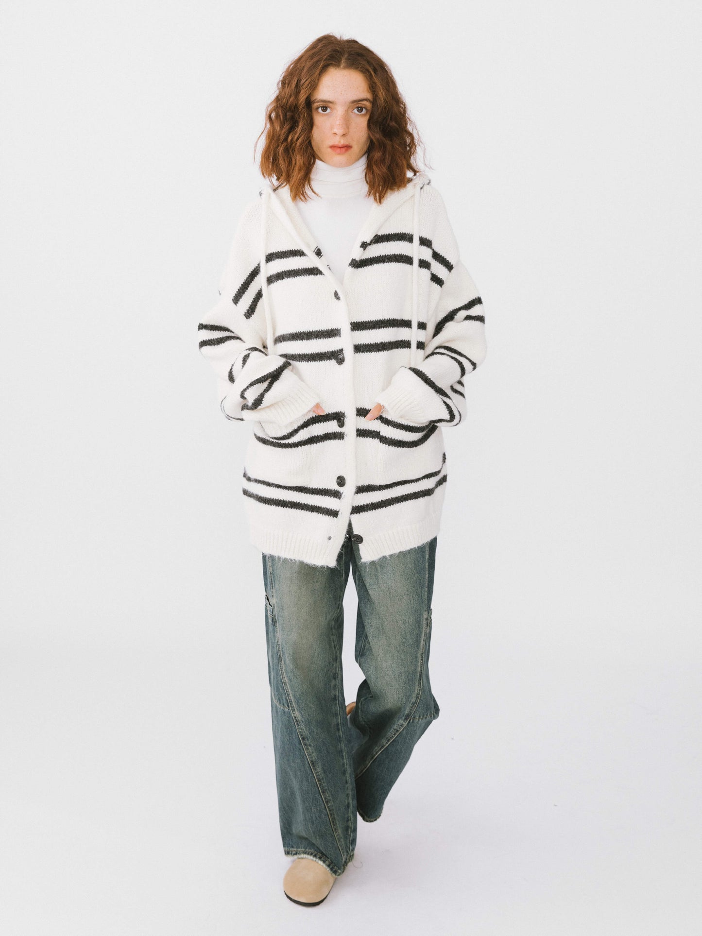 Striped Hooded Cardigan