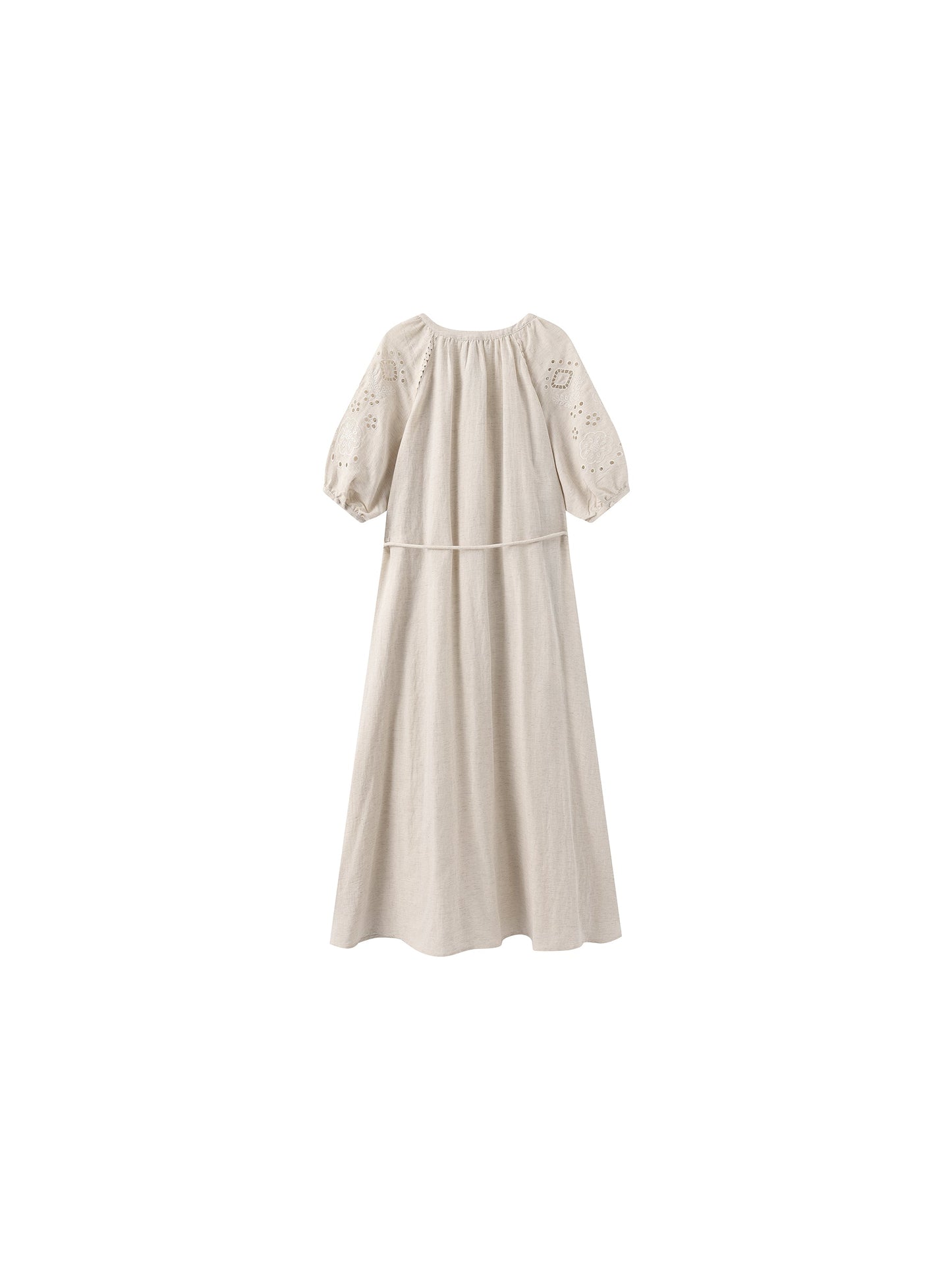 Loose-Fit Eyelet Embroidered Short-Sleeve Dress