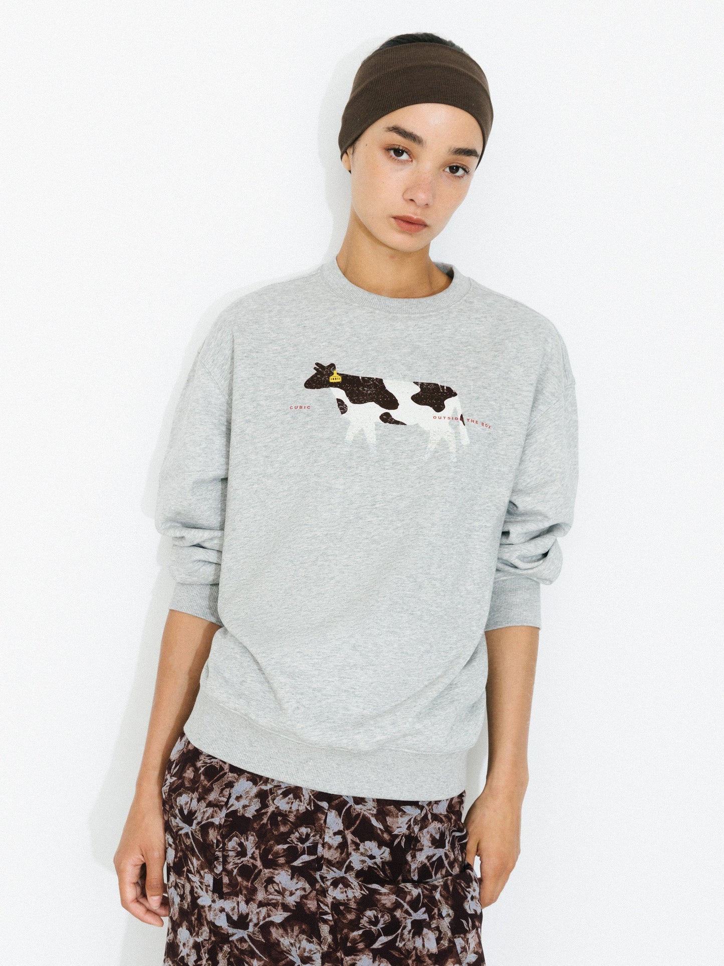 Cow Print Oversized Sweatshirt