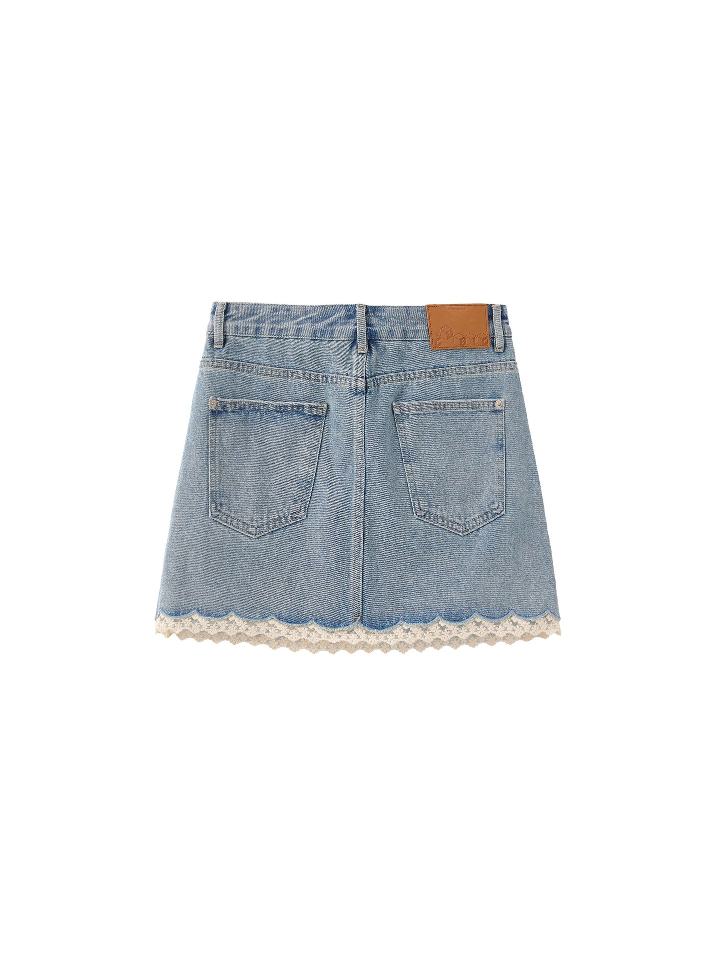 Lace Panelled Denim Skirt