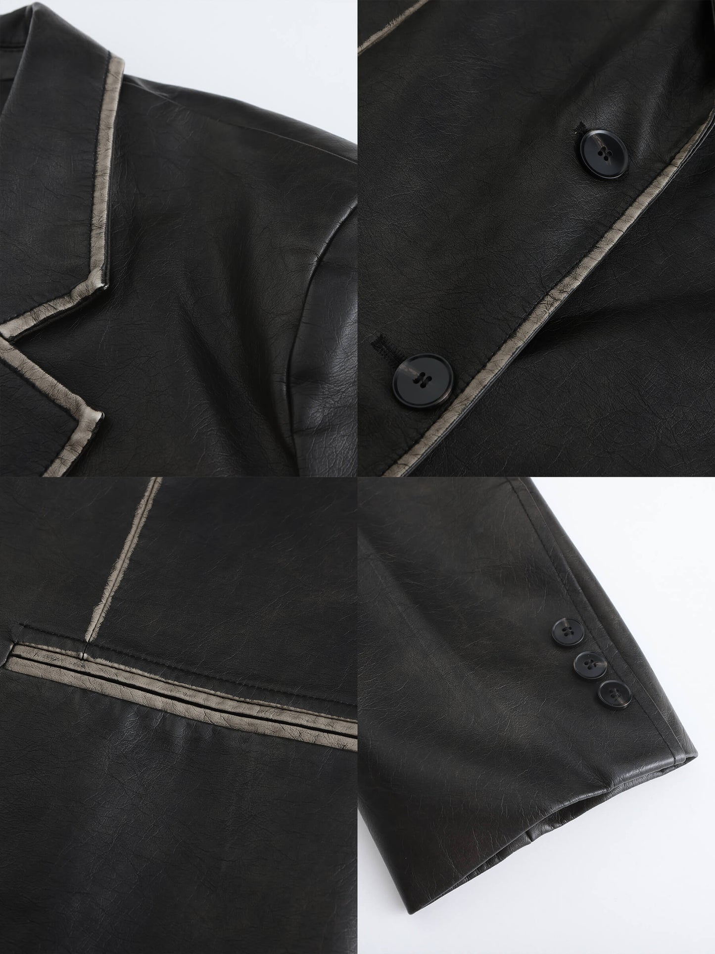 Black Faux Leather Tailored Suit