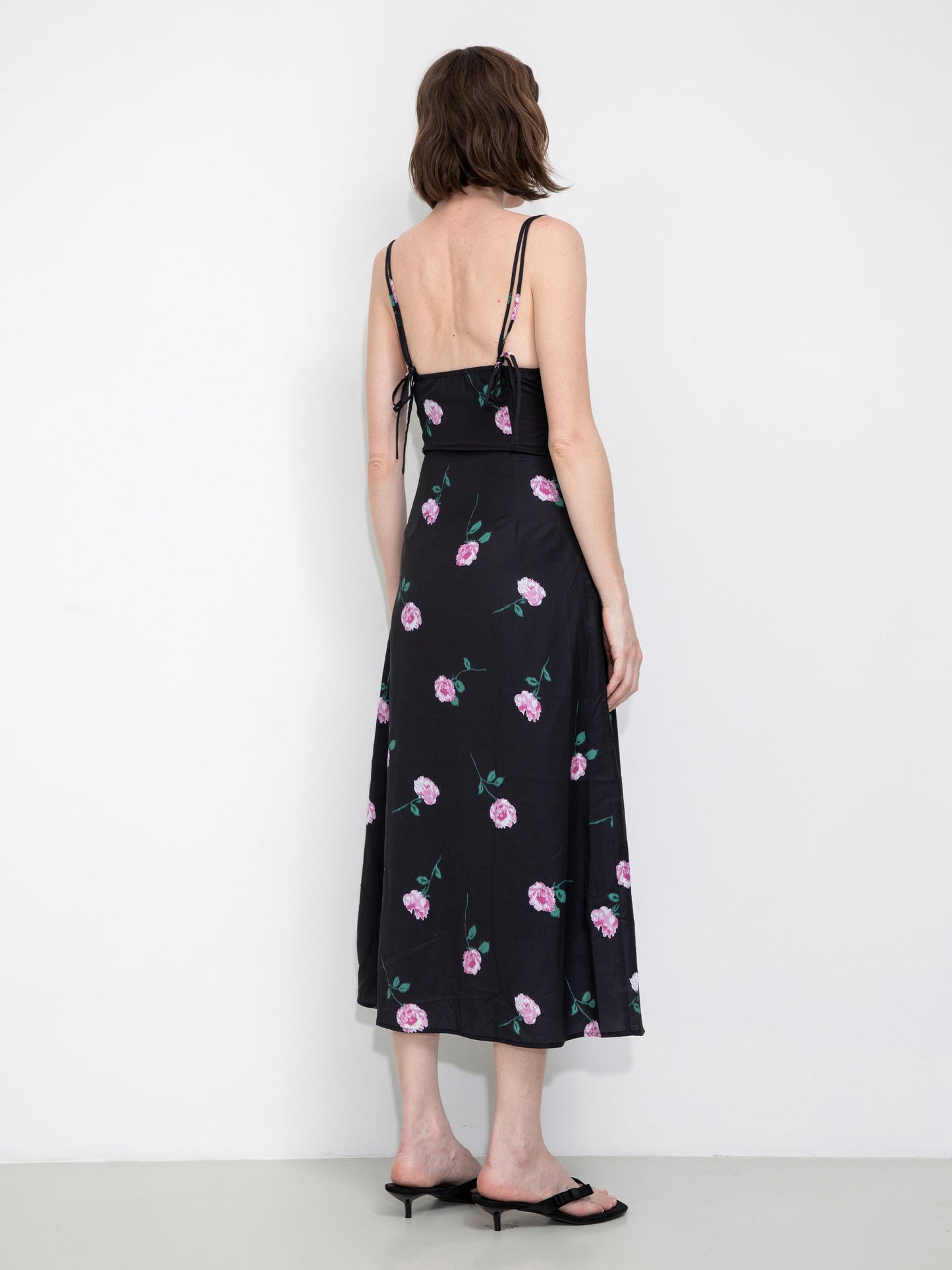 Rose Printed Fitted Sling Dress