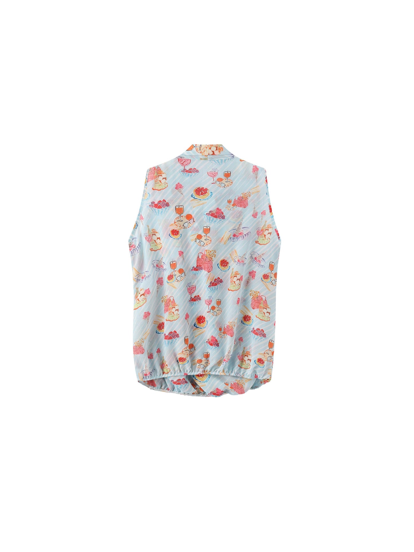 V-Neck Sleeveless Top with Scarf Tie