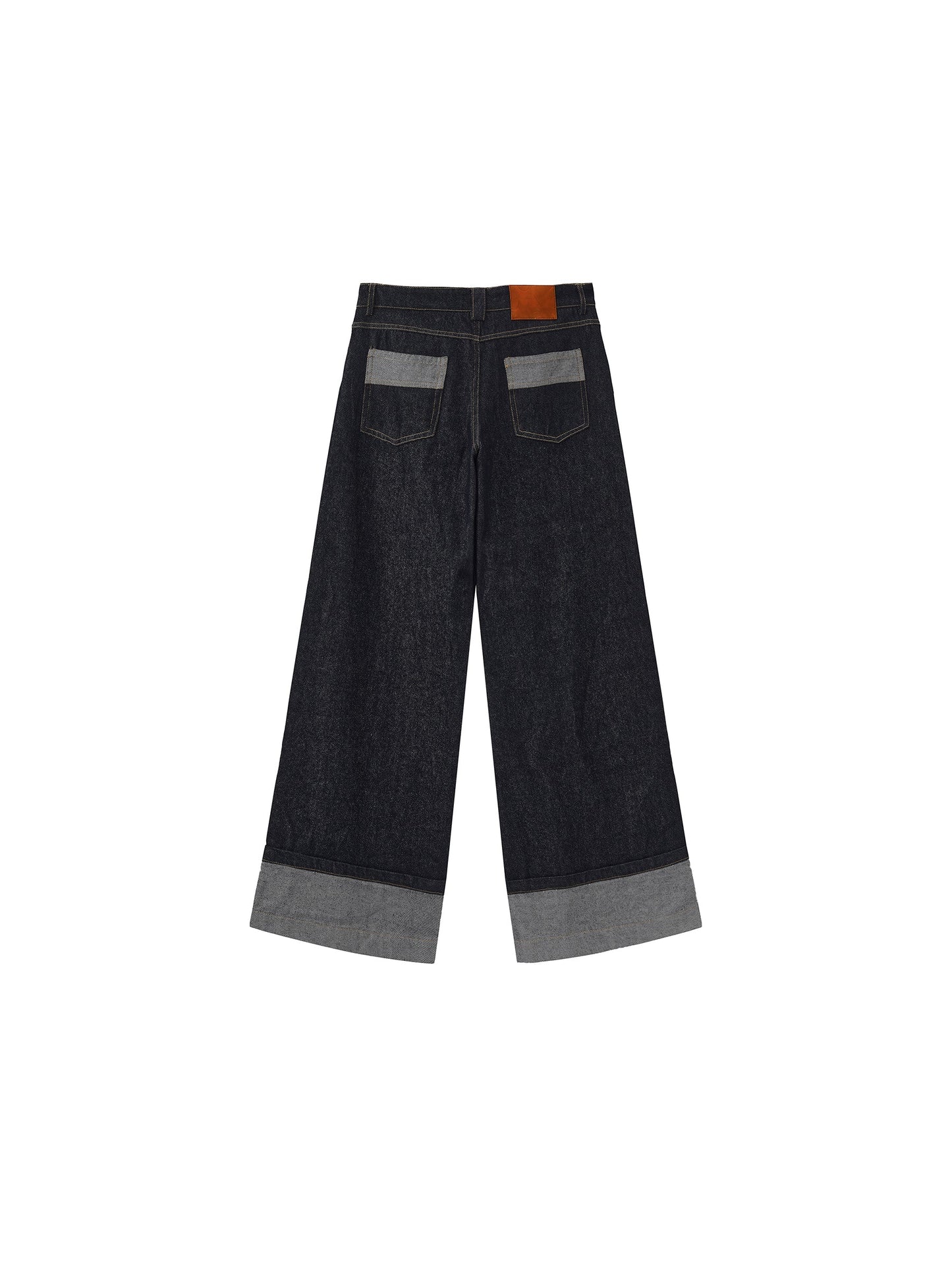 Wide-Leg Slight Flare Cuffed Jeans
