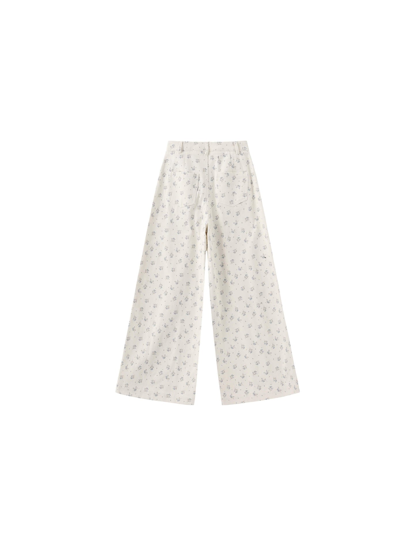 Floral Print 100%Cotton Loose Fit Wide-Leg Casual Pants