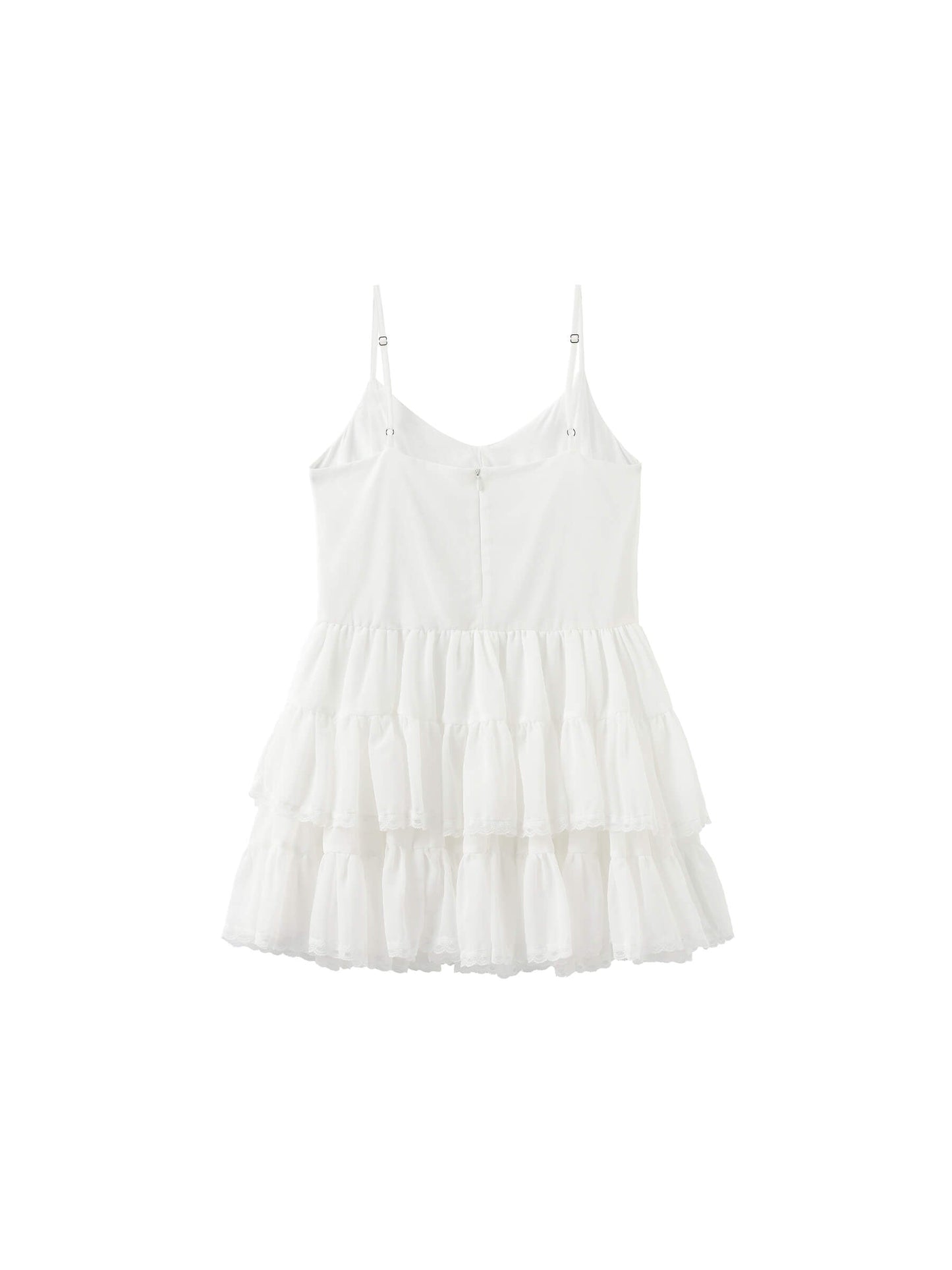 White Lace Tiered Short Dress