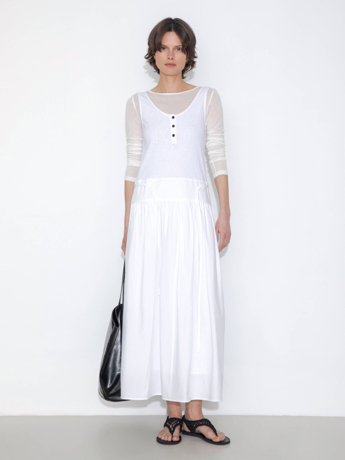 Panelled Henley Neck Vest Dress