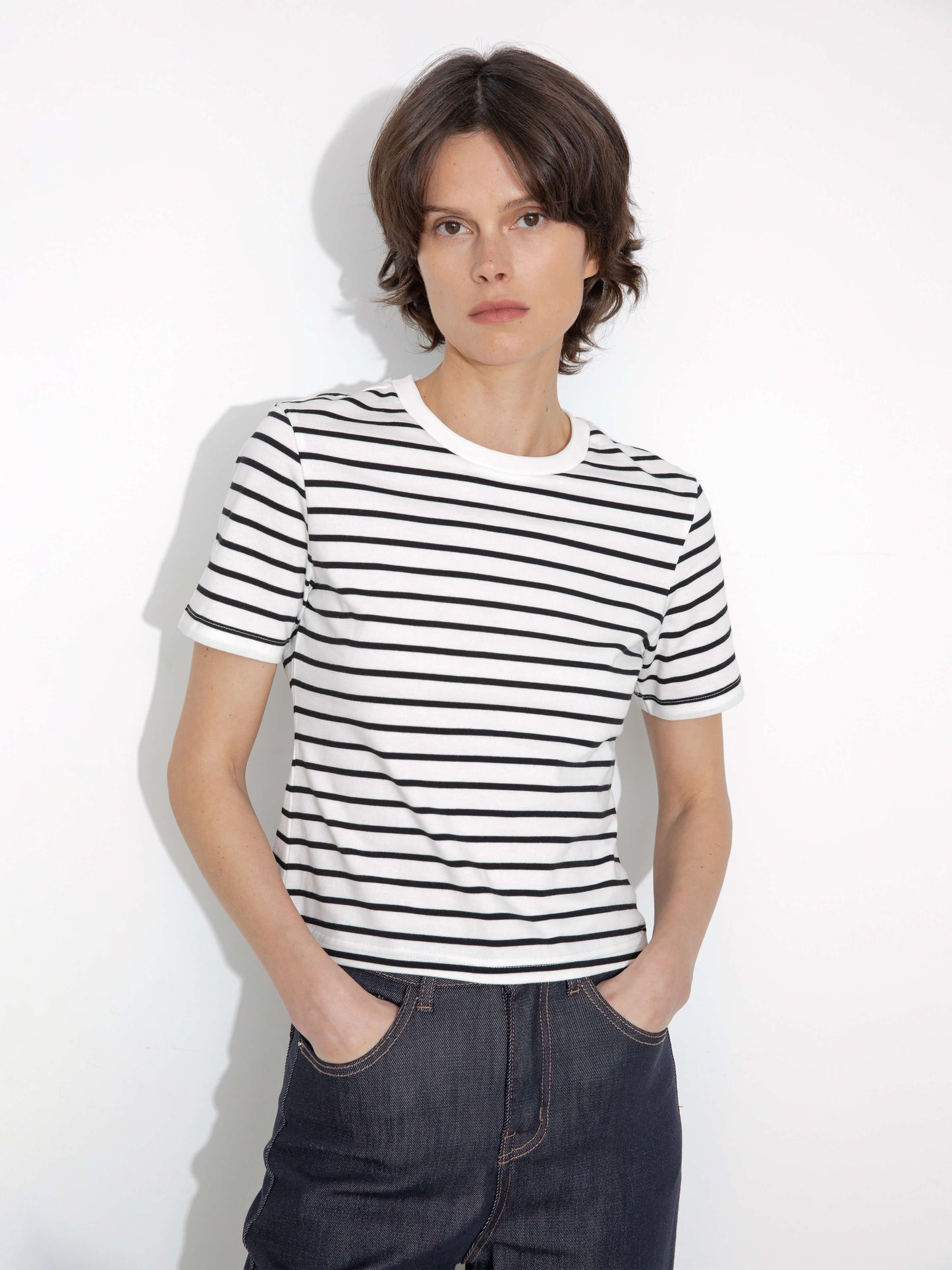 C by CUBIC Striped Basic Cotton T-Shirt