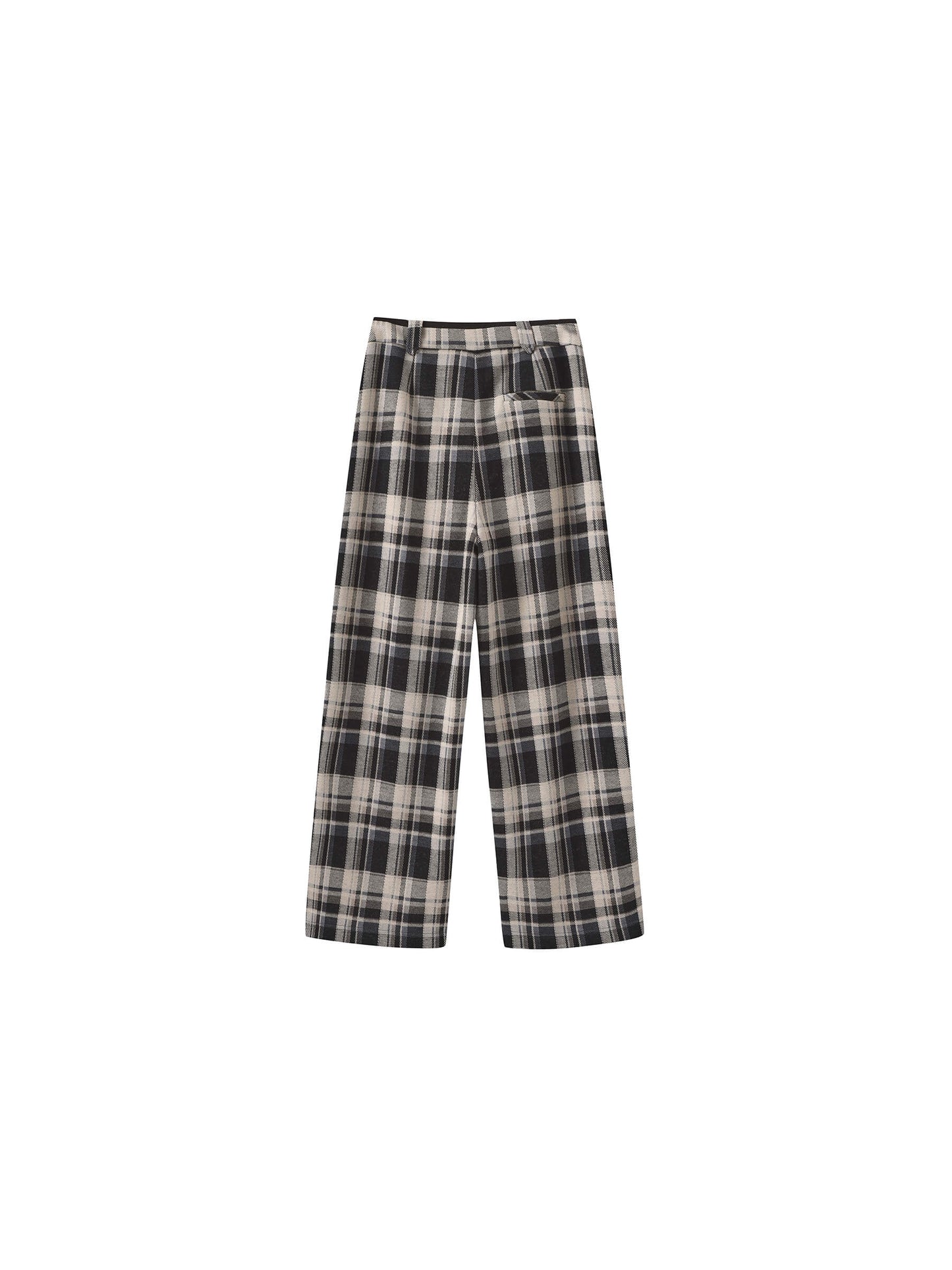 Black Checked Straight Trousers