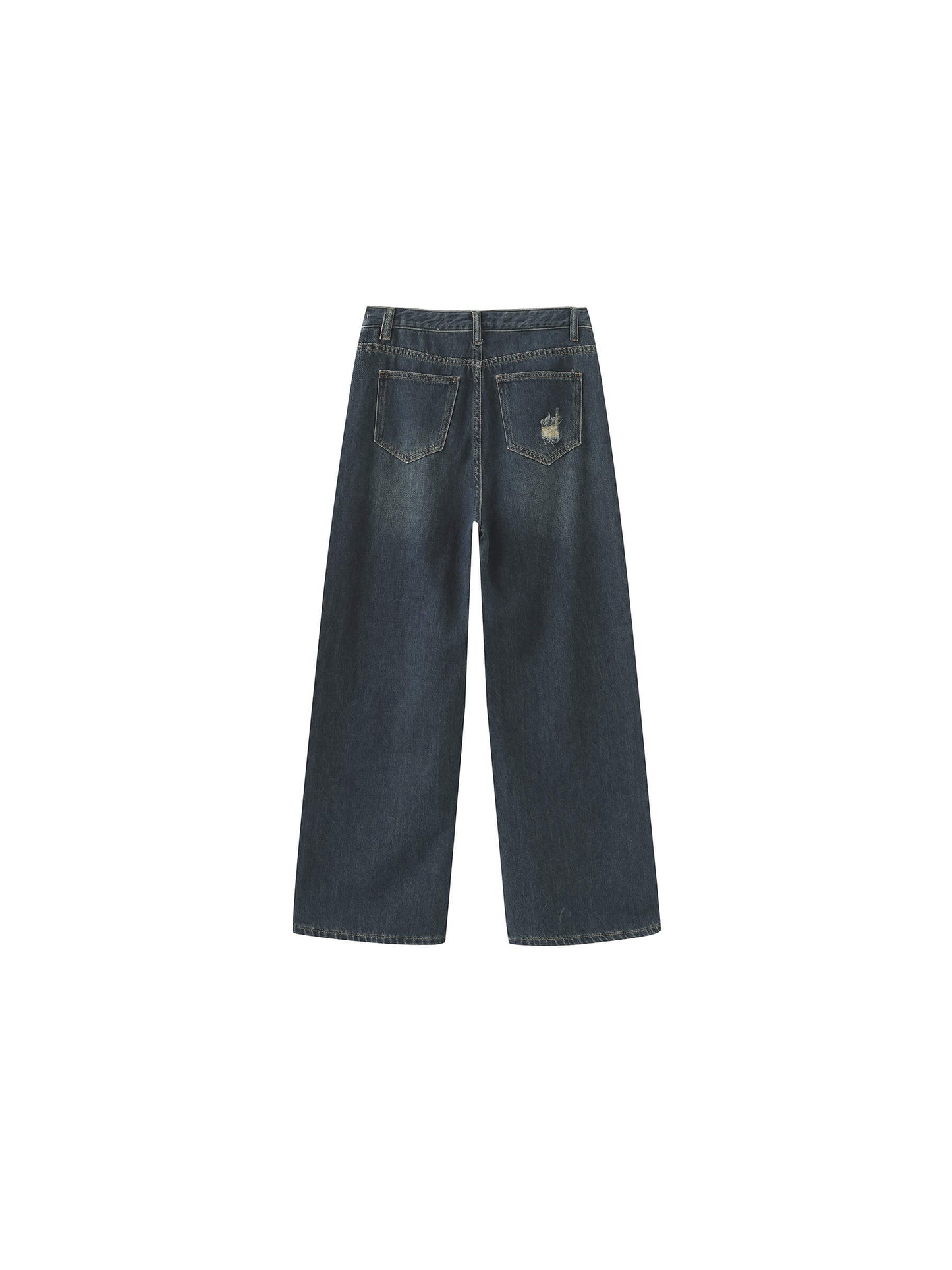 Hole Washed Straight Jeans