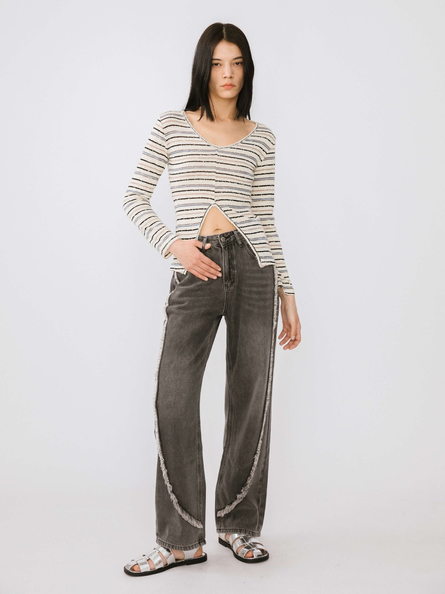 Straight Leg Distressed Detailed Jeans