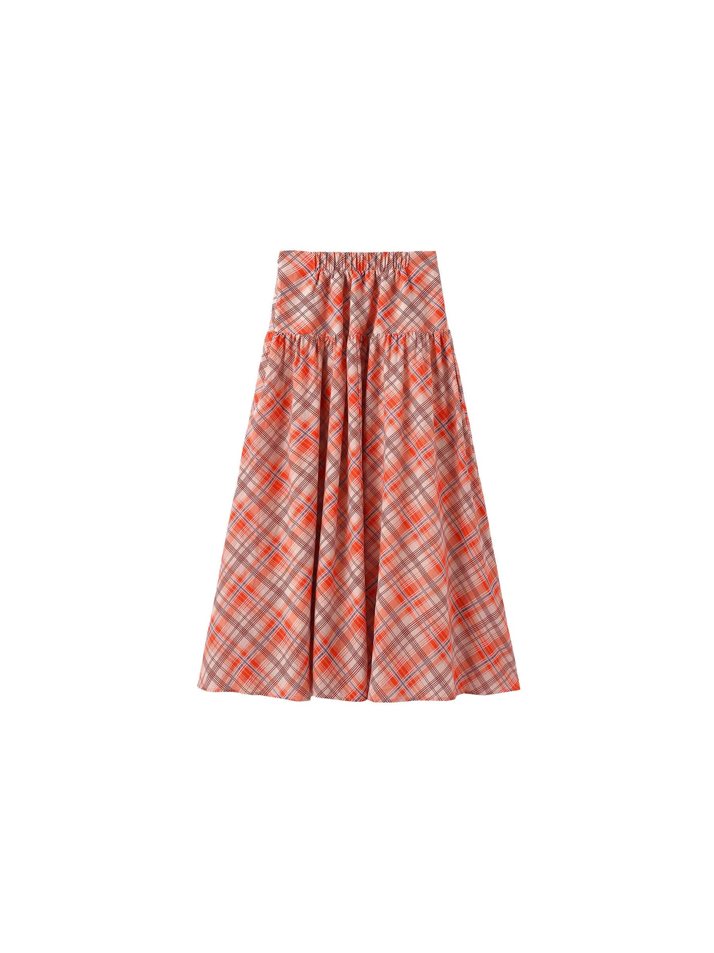 Red Checkered Maxi Skirt