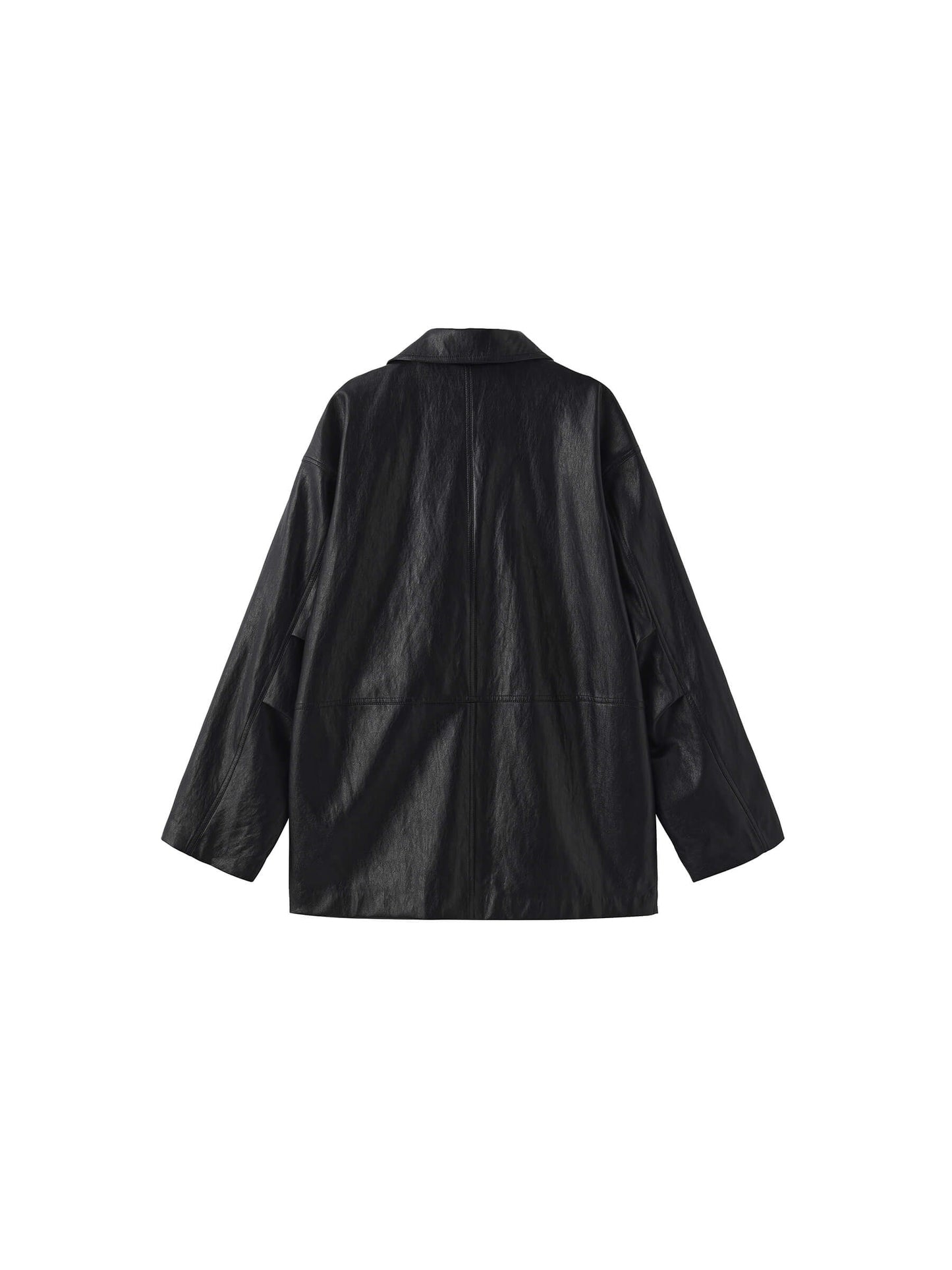 Stand Collar Oversized Leather Jacket