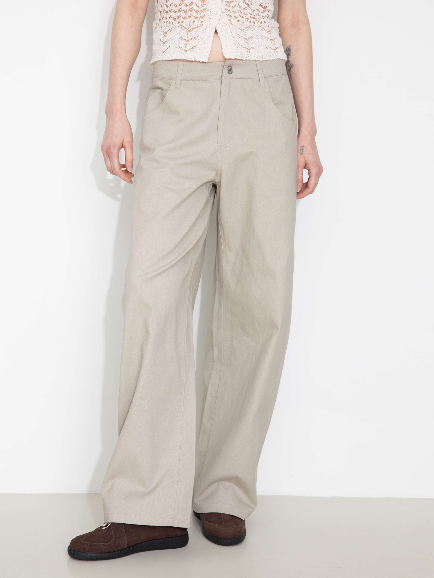 100% Cotton Draped Oversized Wide-Leg Casual Pants