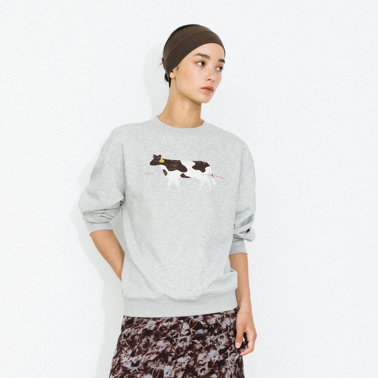 Cow Print Oversized Sweatshirt