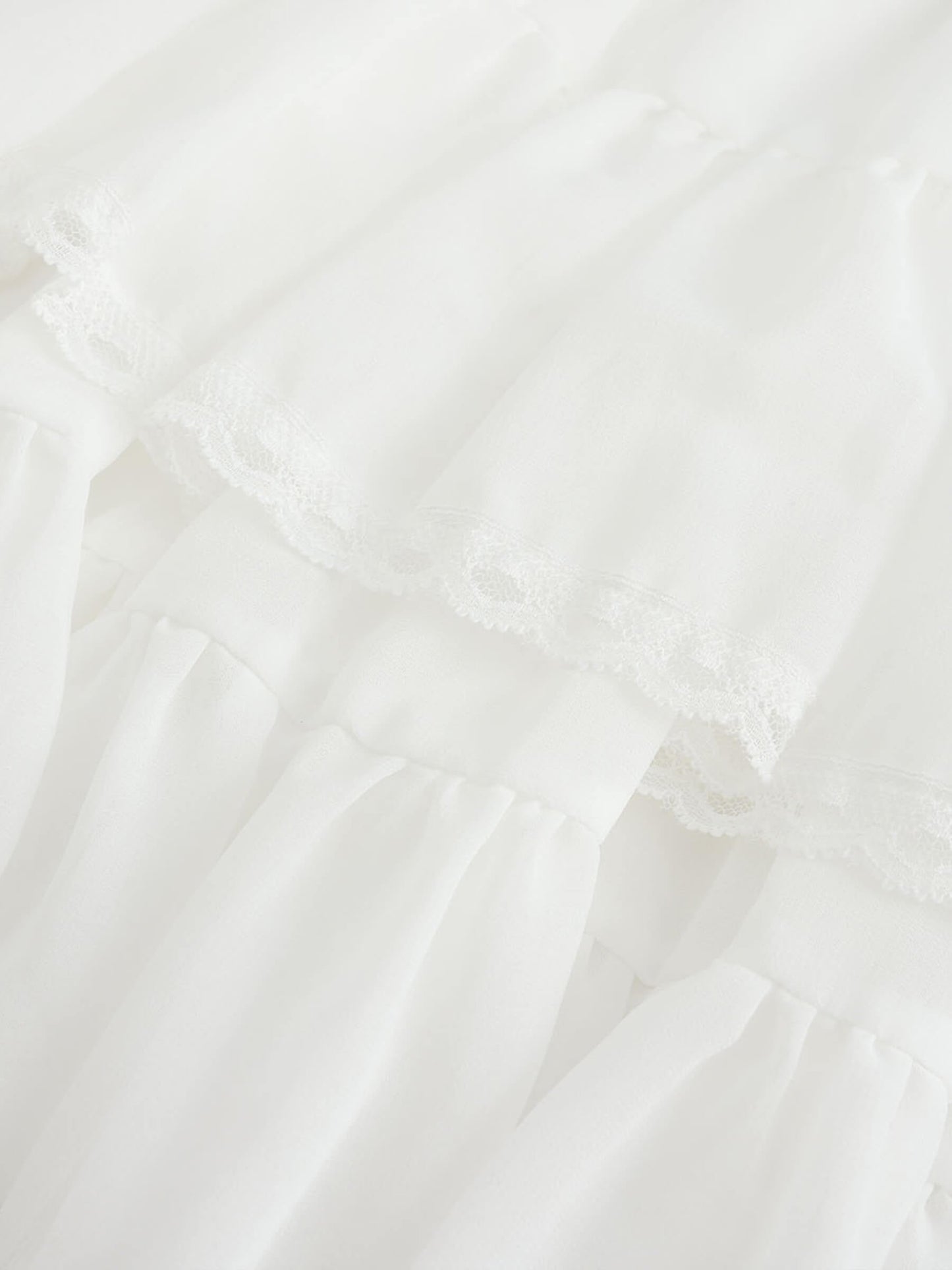 White Lace Tiered Short Dress