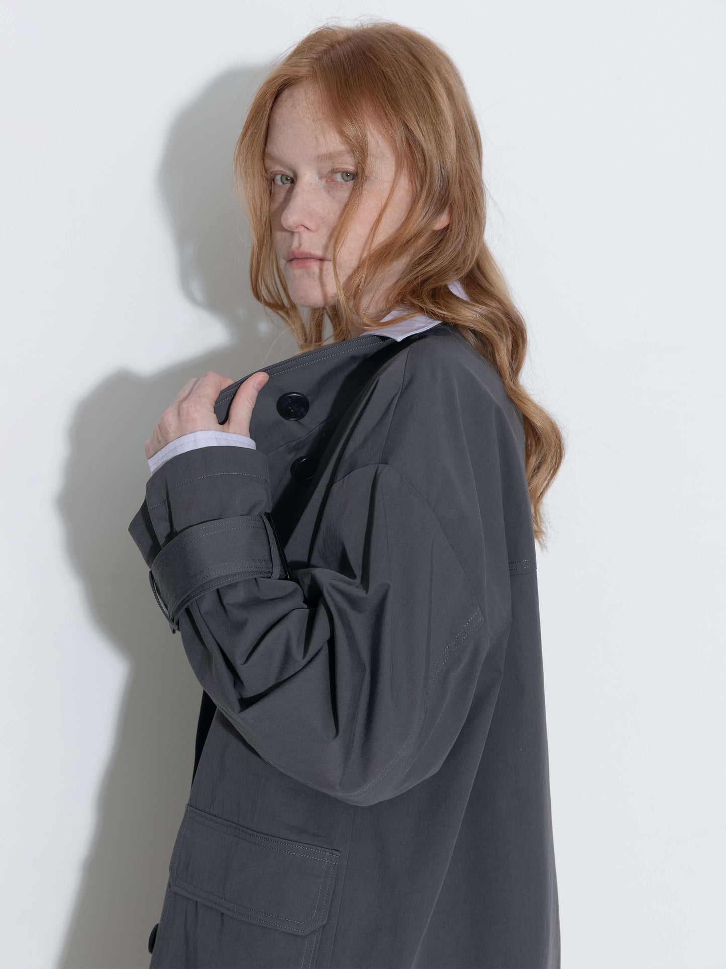 High Collar Long Trench Coat