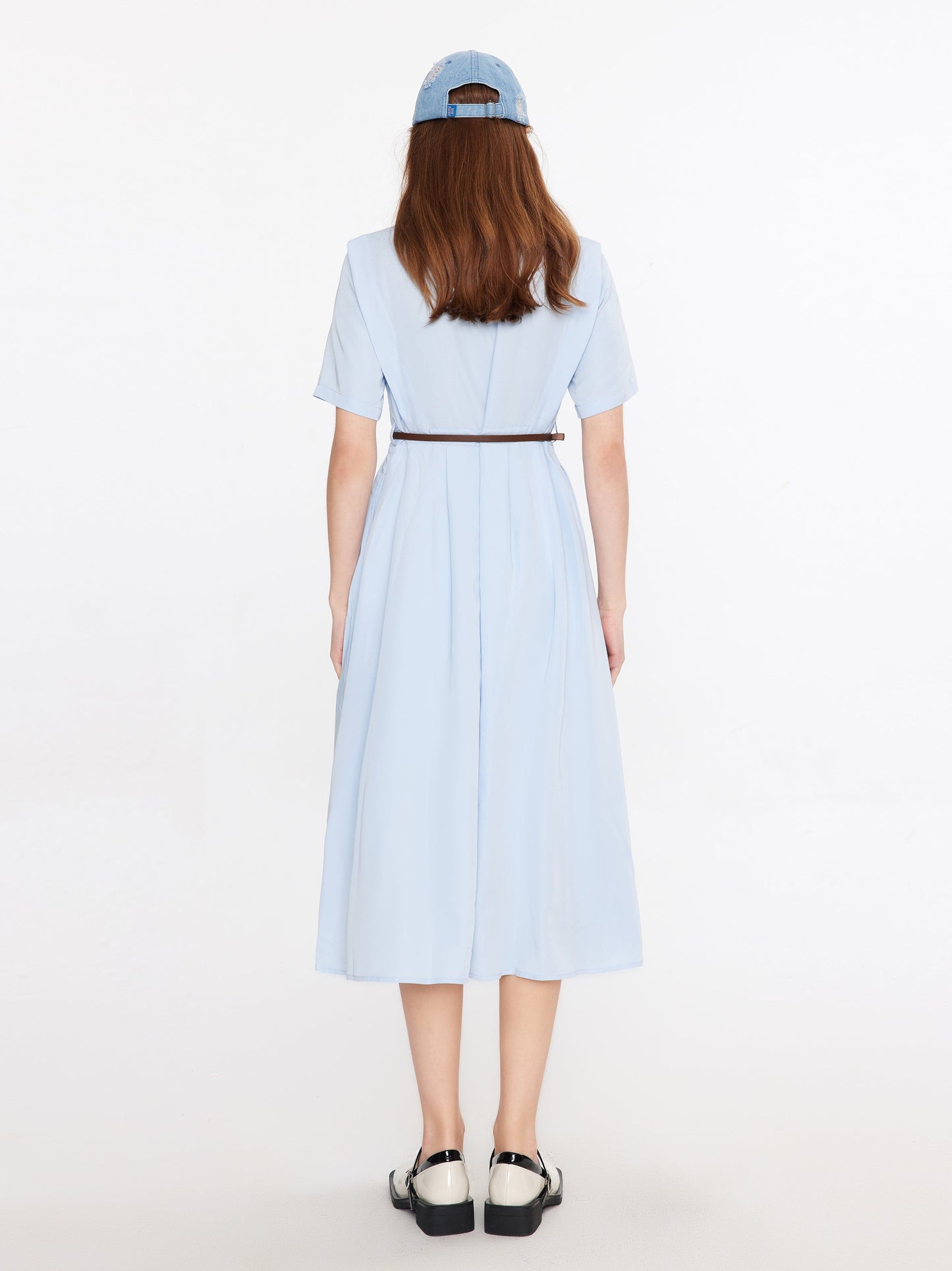 Round Neck Short Sleeve Midi Dress